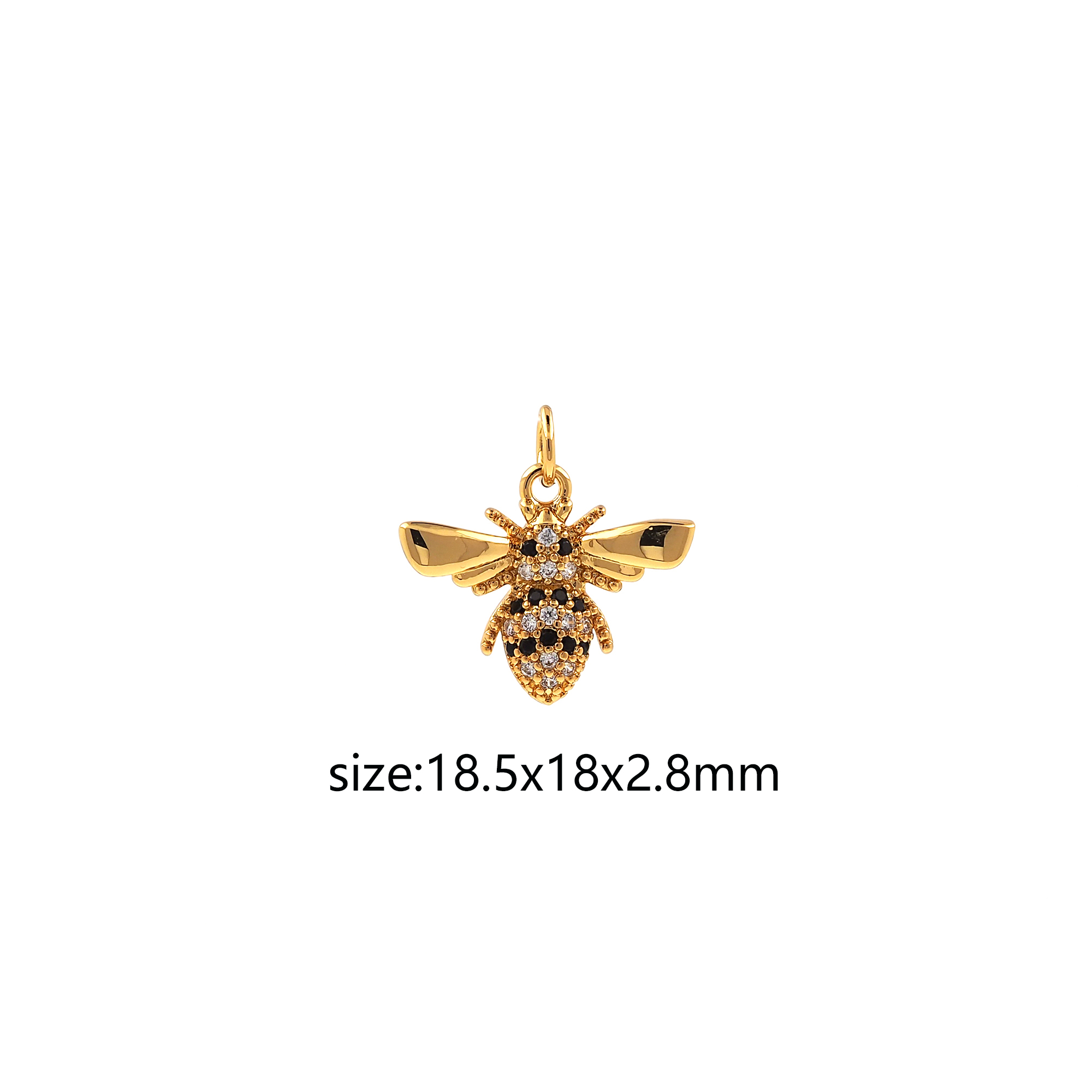 18K Gold Filled Bee Pendant,Insect Charm,CZ Micro Pave Bee Earrings Necklace for DIY Jewelry Making Supply