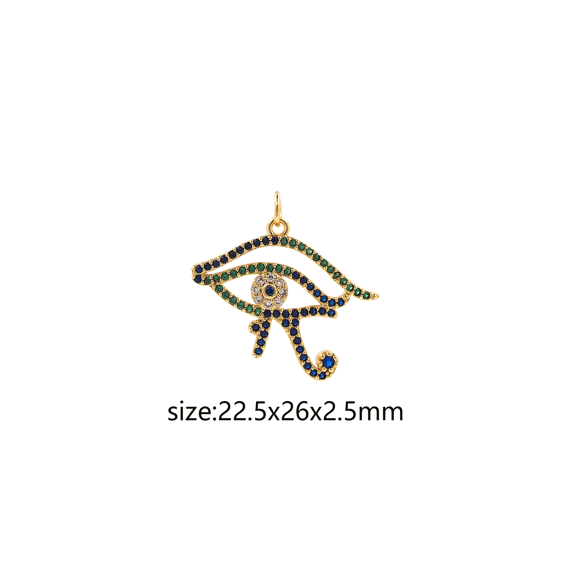 18K Gold Filled Evil Eye Pendant,CZ Micro Pave Eye of Horus Charm Earrings Necklace for DIY Jewelry Making Supply