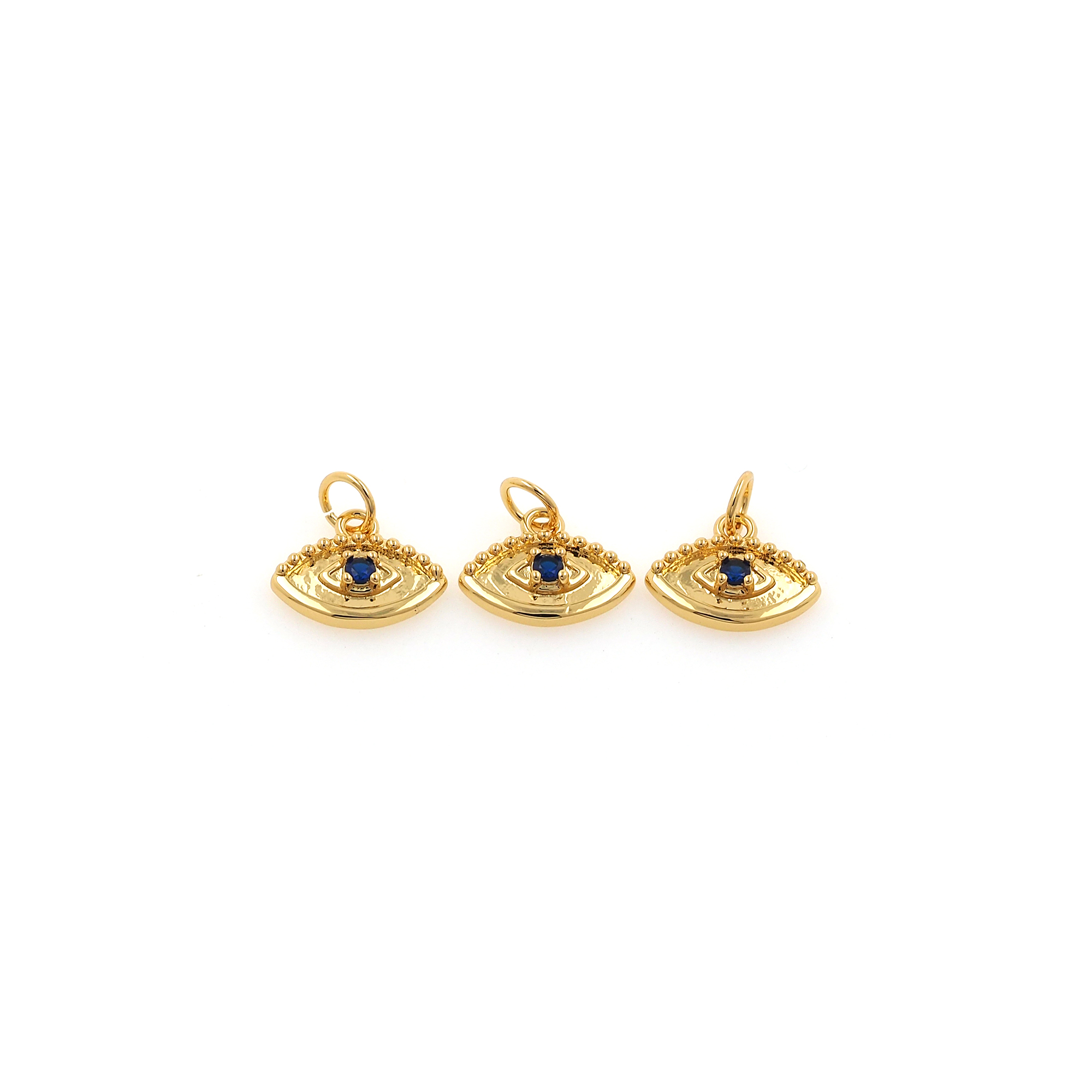 18K Gold Filled Evil Eye Pendant,Amulet Charm,Tiny Evil Eye Earrings Necklace for DIY Jewelry Making Supply