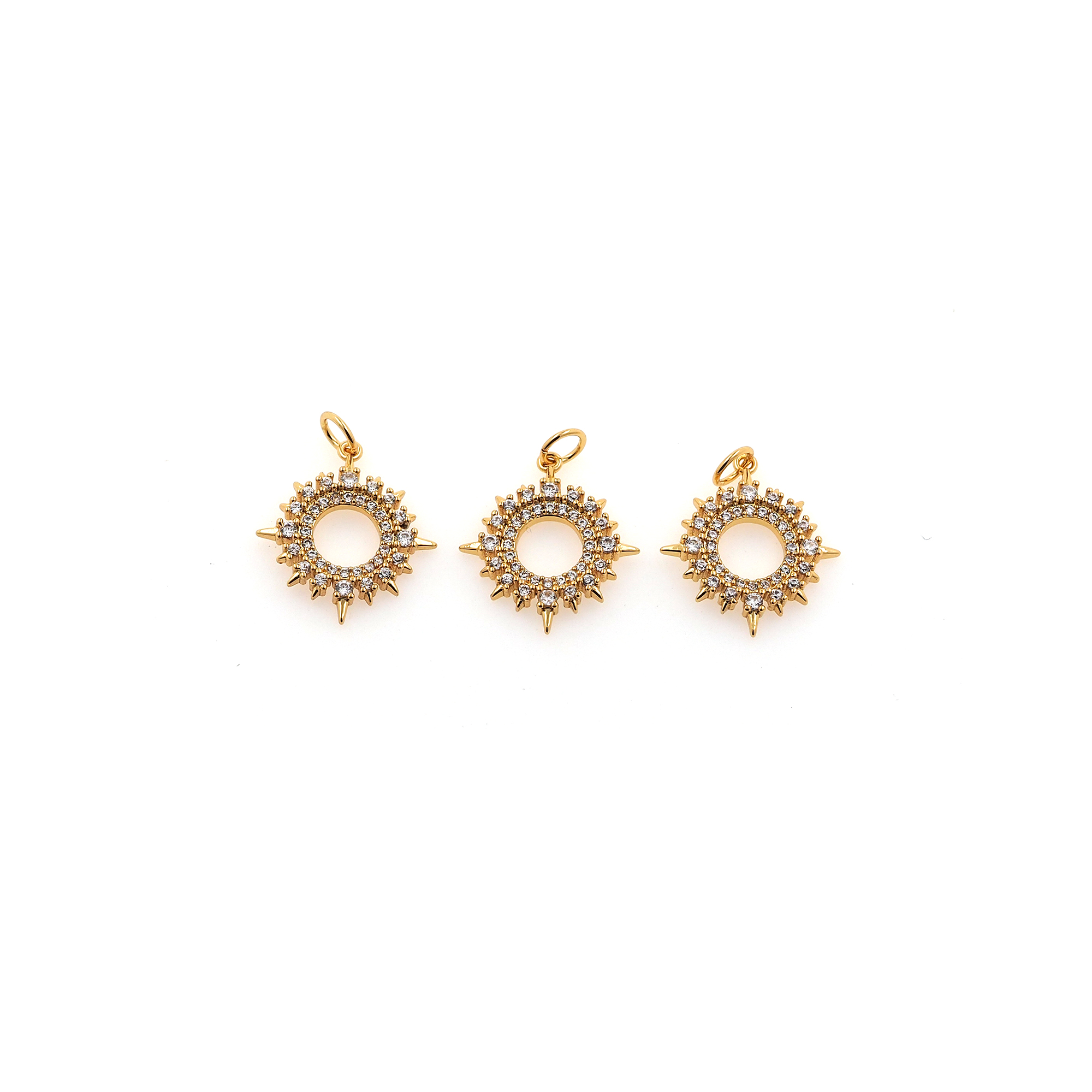 18K Gold Filled Sun Pendant,Celestial Charm,CZ Micor Pave Sun Earrings Necklace for DIY Jewelry Making Supply