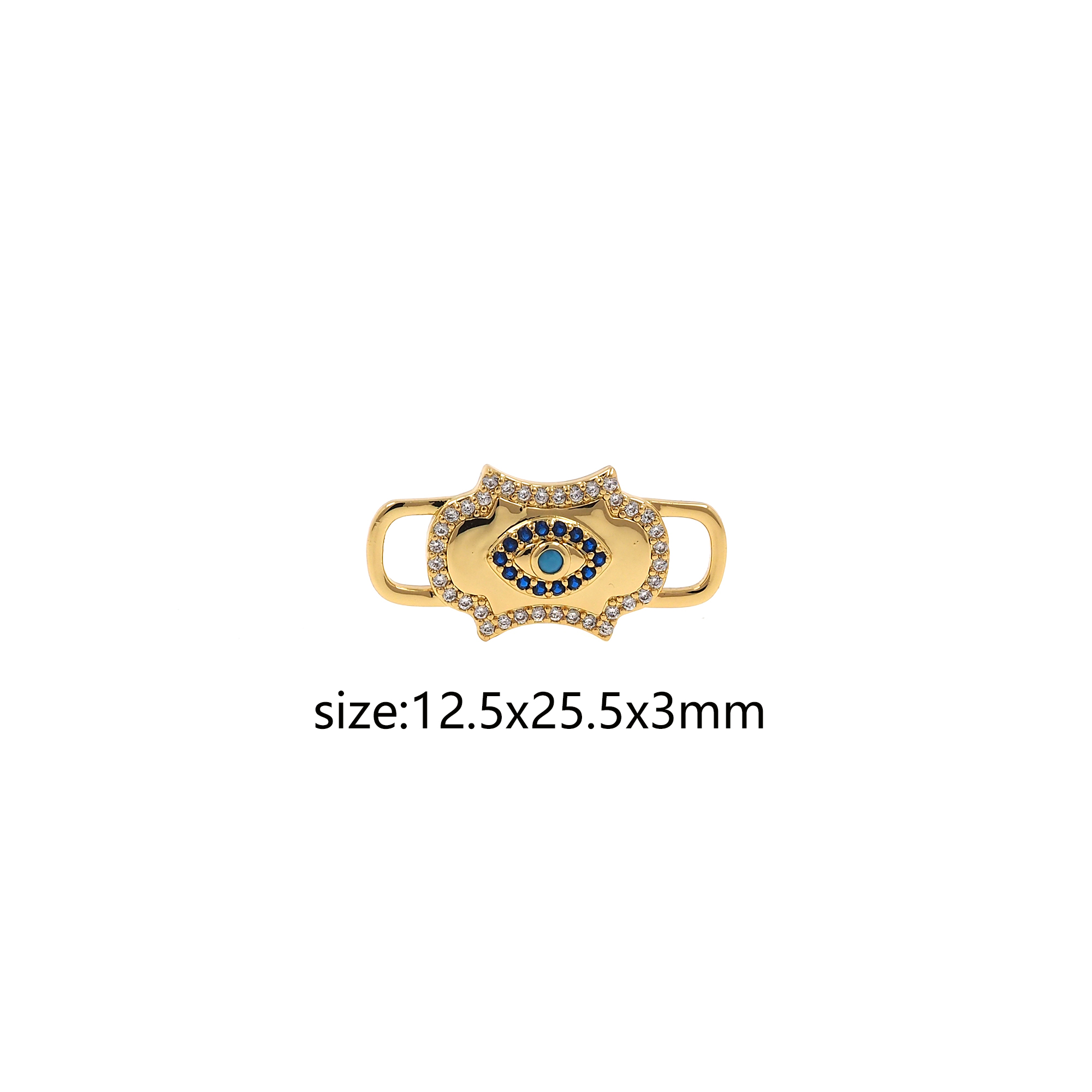 18K Gold Filled Evil Eye Connector,CZ Micro Pave Amulet Charm Necklace Bracelet for DIY Jewelry Making Supply
