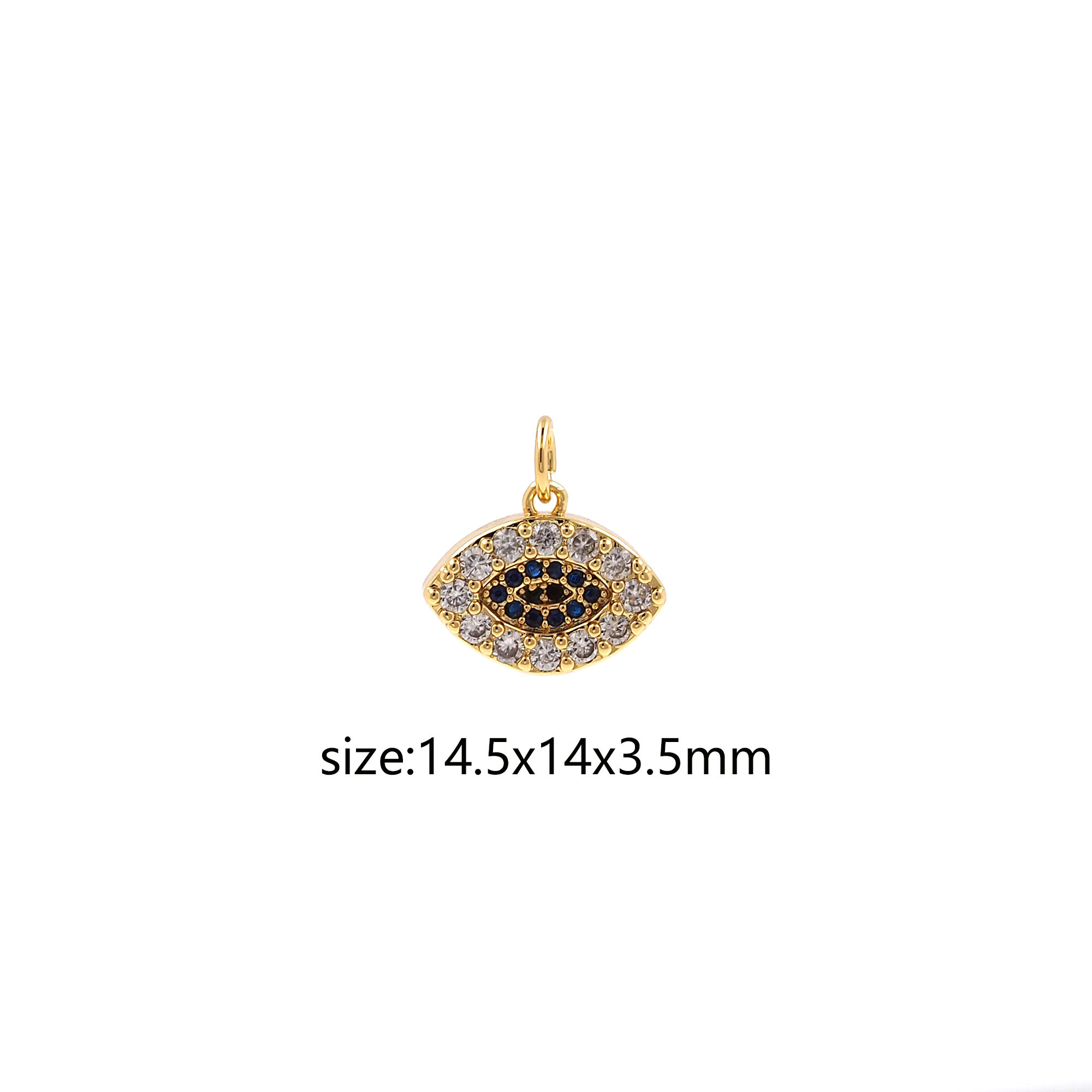 18K Gold Filled Evil Eye Pendant,CZ Micro Pave Tiny Evil Eye Charm Earrings Necklace for DIY Jewelry Making Supply