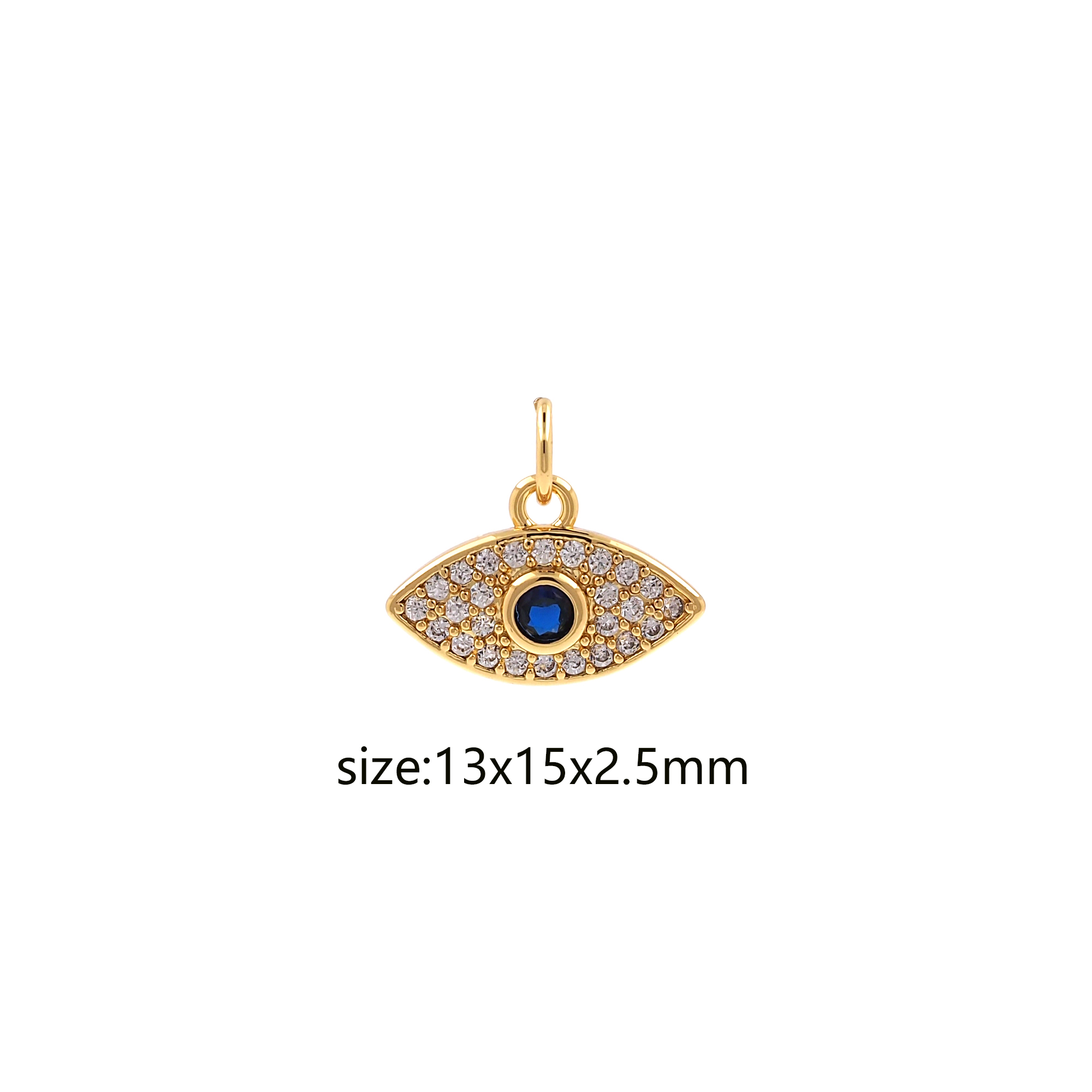 18K Gold Filled Evil Eye Pendant,Tiny Evil Eye Charm Earrings Necklace for DIY Jewelry Making Supply