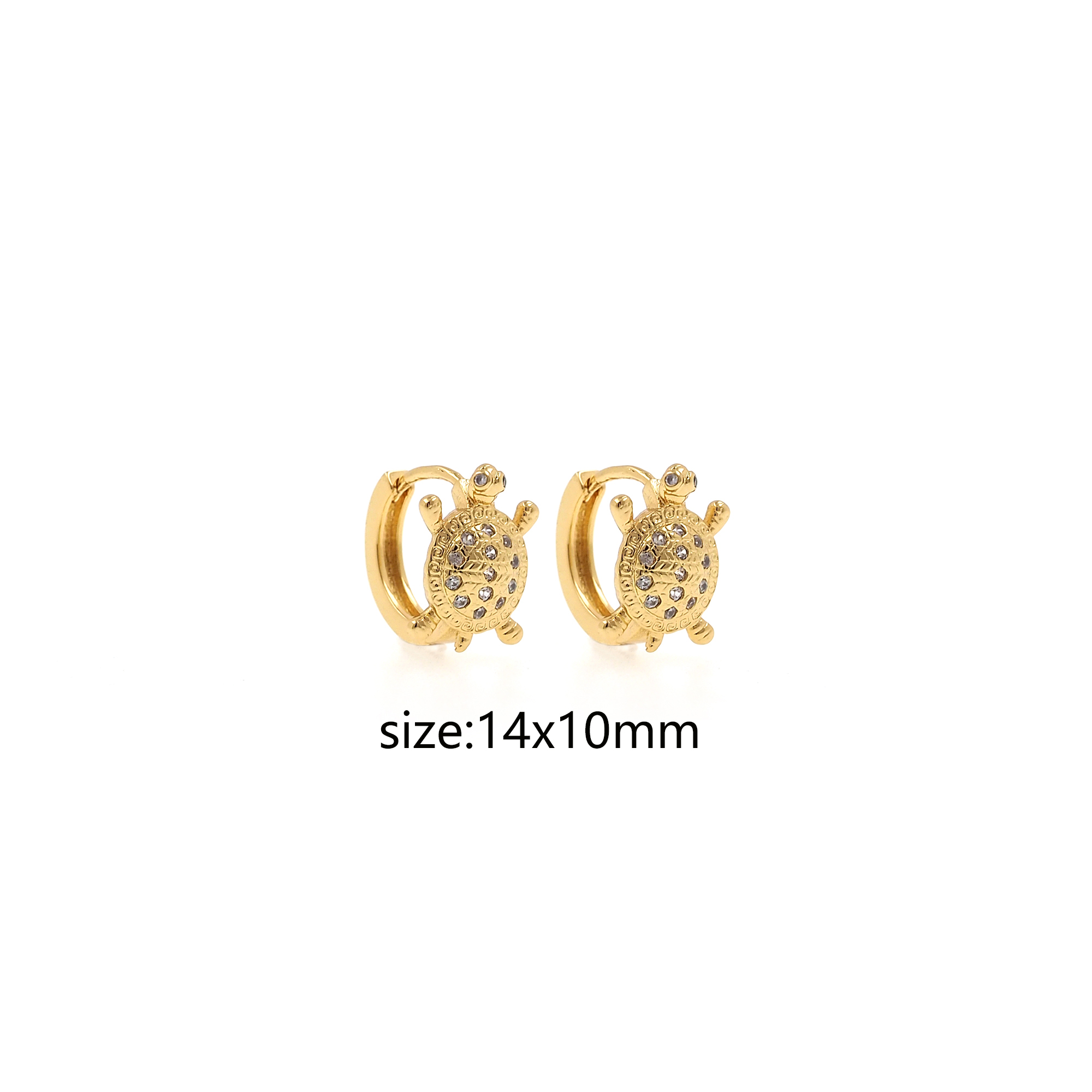 18K Gold Filled Turtle Hoop Earrings,Dainty Zirconia Earrings,Gold Hoops,Dainty CZ Hoops Huggie