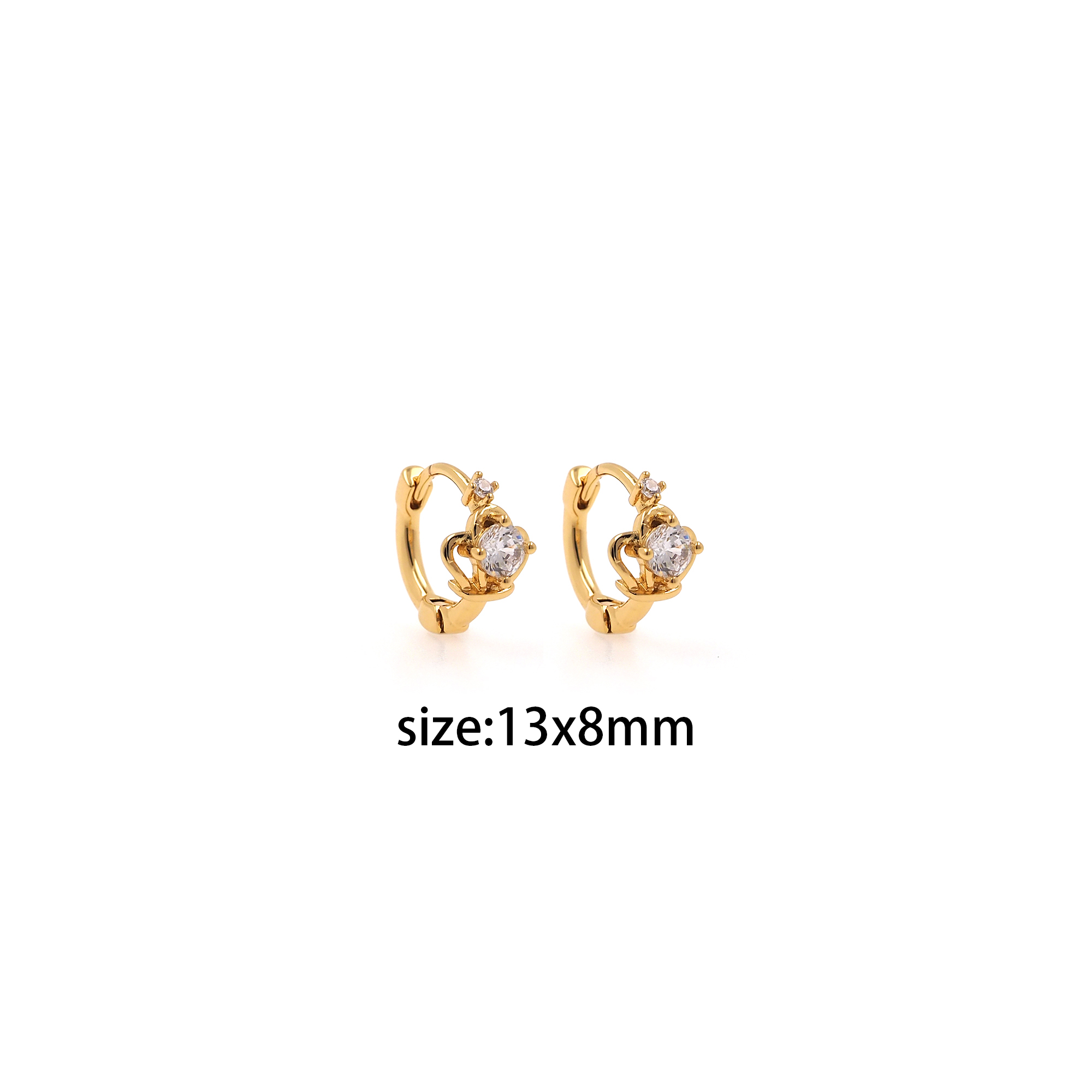 18K Gold Filled Crown Hoop Earrings,Dainty Zirconia Earrings,Gold Hoops,Dainty CZ Hoops Huggie