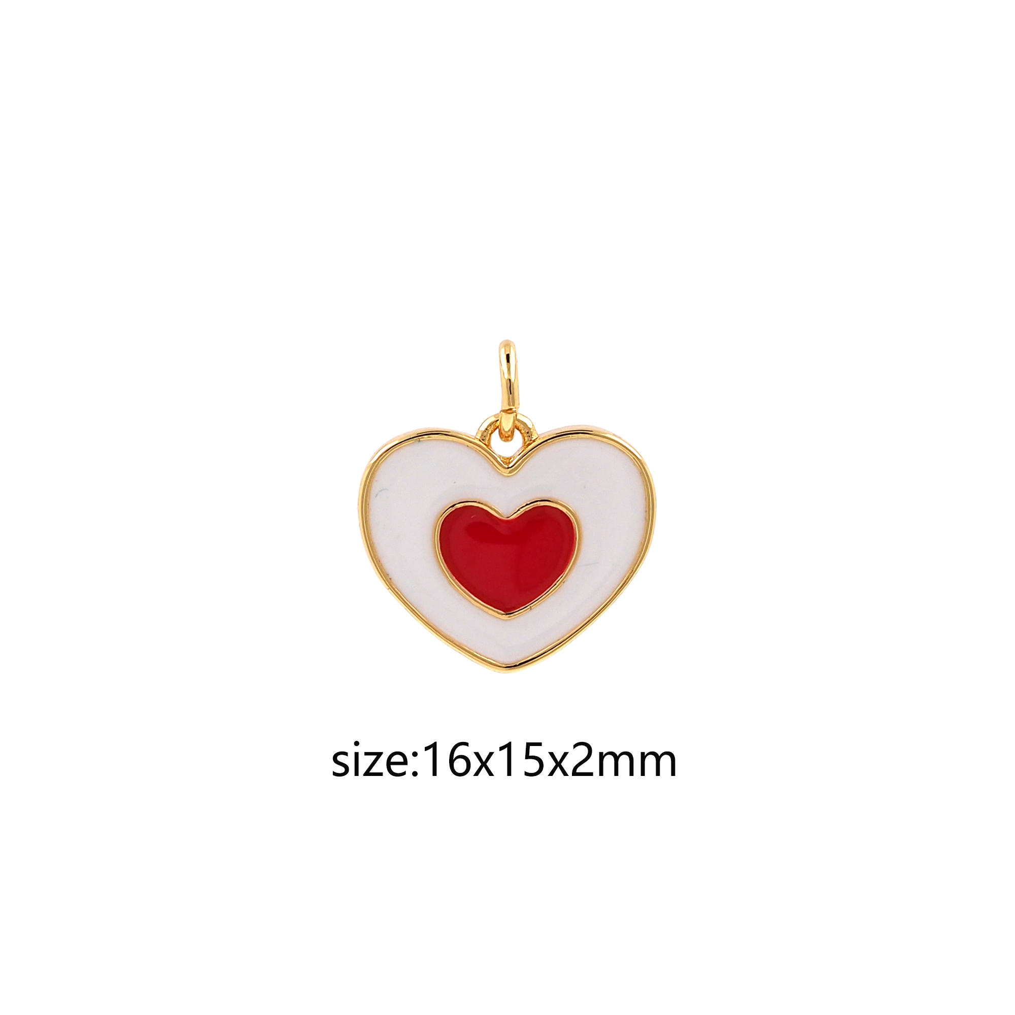 Enamel Heart Pendant,18K Gold Filled Heart Charm Earrings Necklace for DIY Jewelry Making Supply