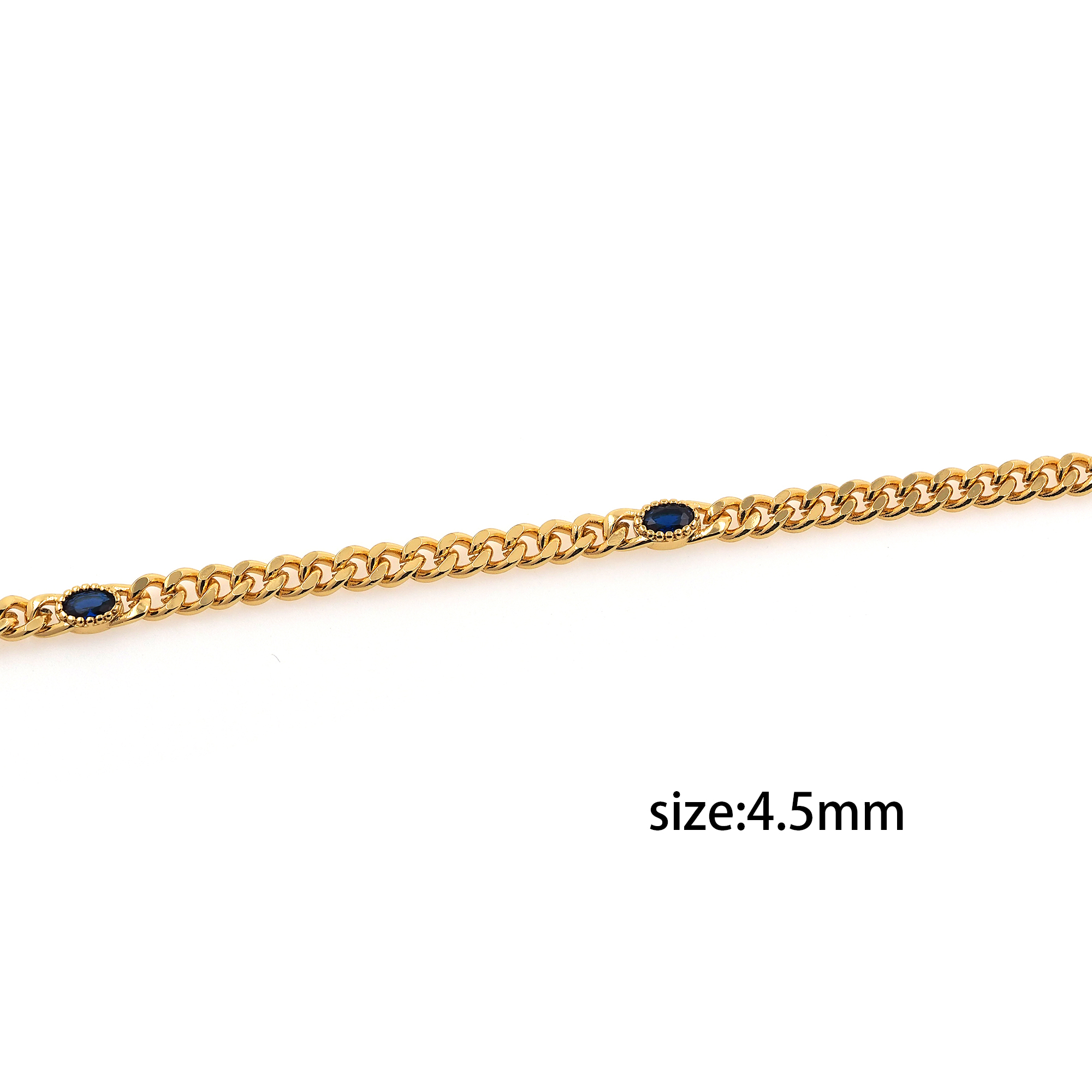 18K Gold Filled Cuban Chain,Minimalist Chains,Curb Chain,Oval Zirconia Chain,Thin Link Chain Necklace for Women DIY Jewelry Making Supply