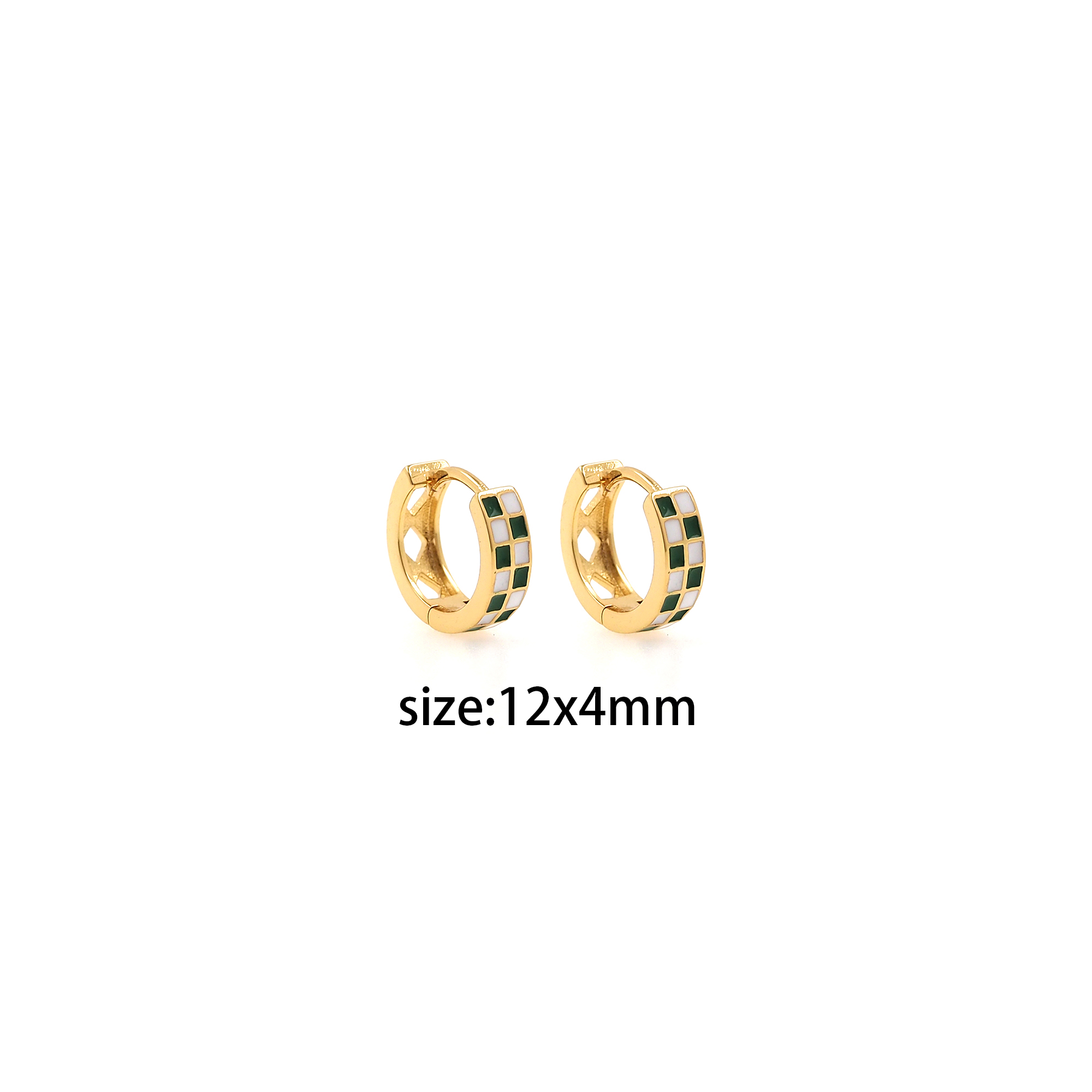 18K Gold Filled Checkered Hoop Earrings,Enamel Plaid Earrings,Checkered Hoops,Minimalist Hoops Huggie