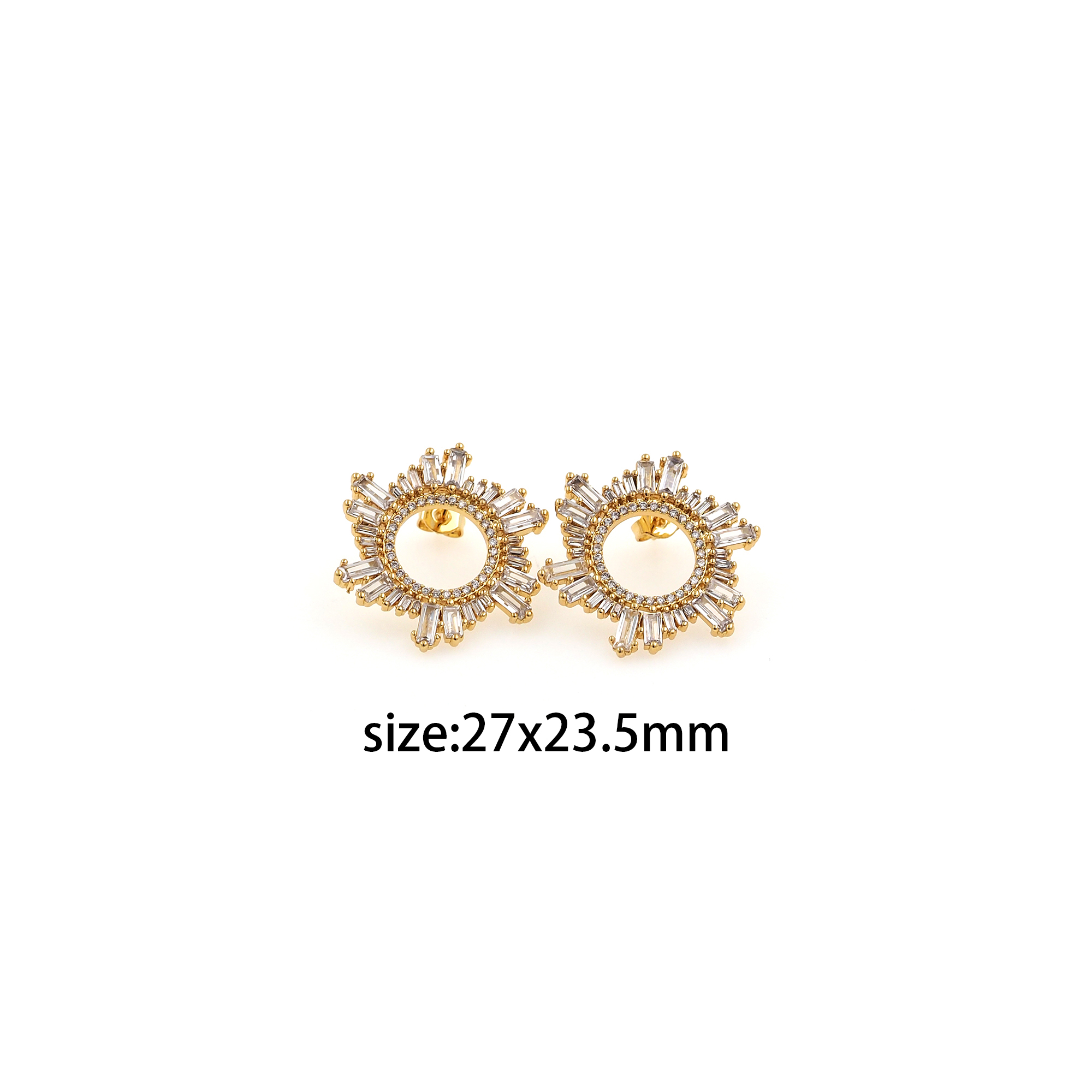 18K Gold Filled Sun Stud Earrings,CZ Micro Pave Sun Stud,Dangling Earrings,Minimalist Earring,Gift for Wife