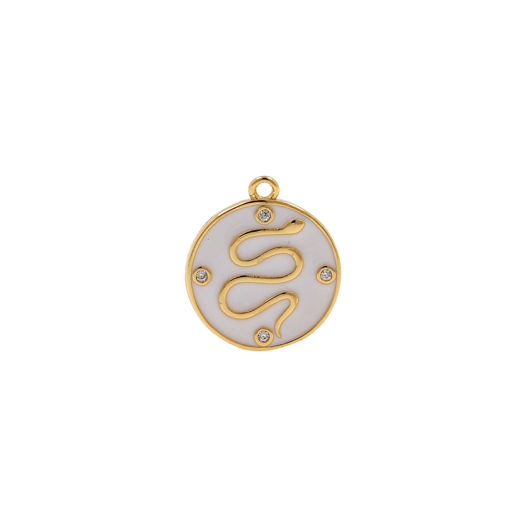 18K Gold Filled Snake Pendant,Enamel Snake Charm Earrings Necklace for DIY Jewelry Making Supply