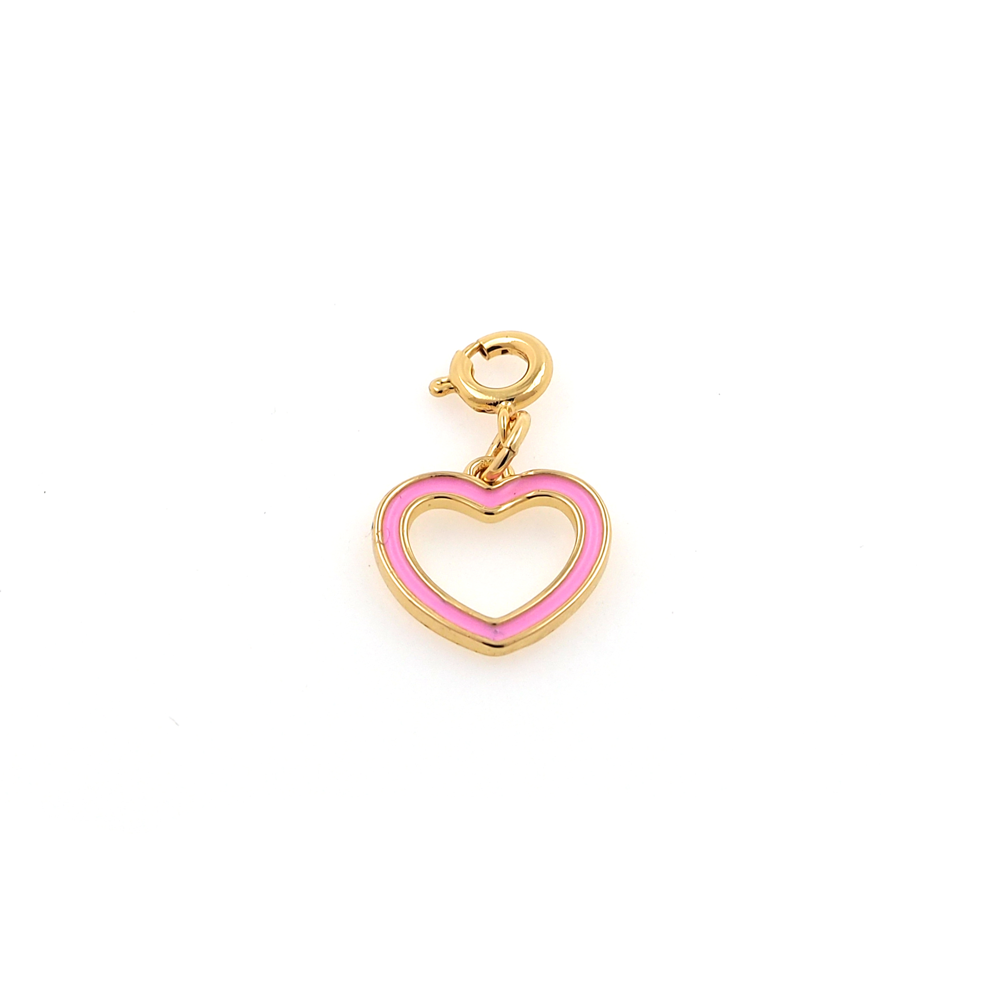 18K Gold Filled Heart Pendant,Enamel Heart Charm Earrings Necklace for DIY Jewelry Making Supply