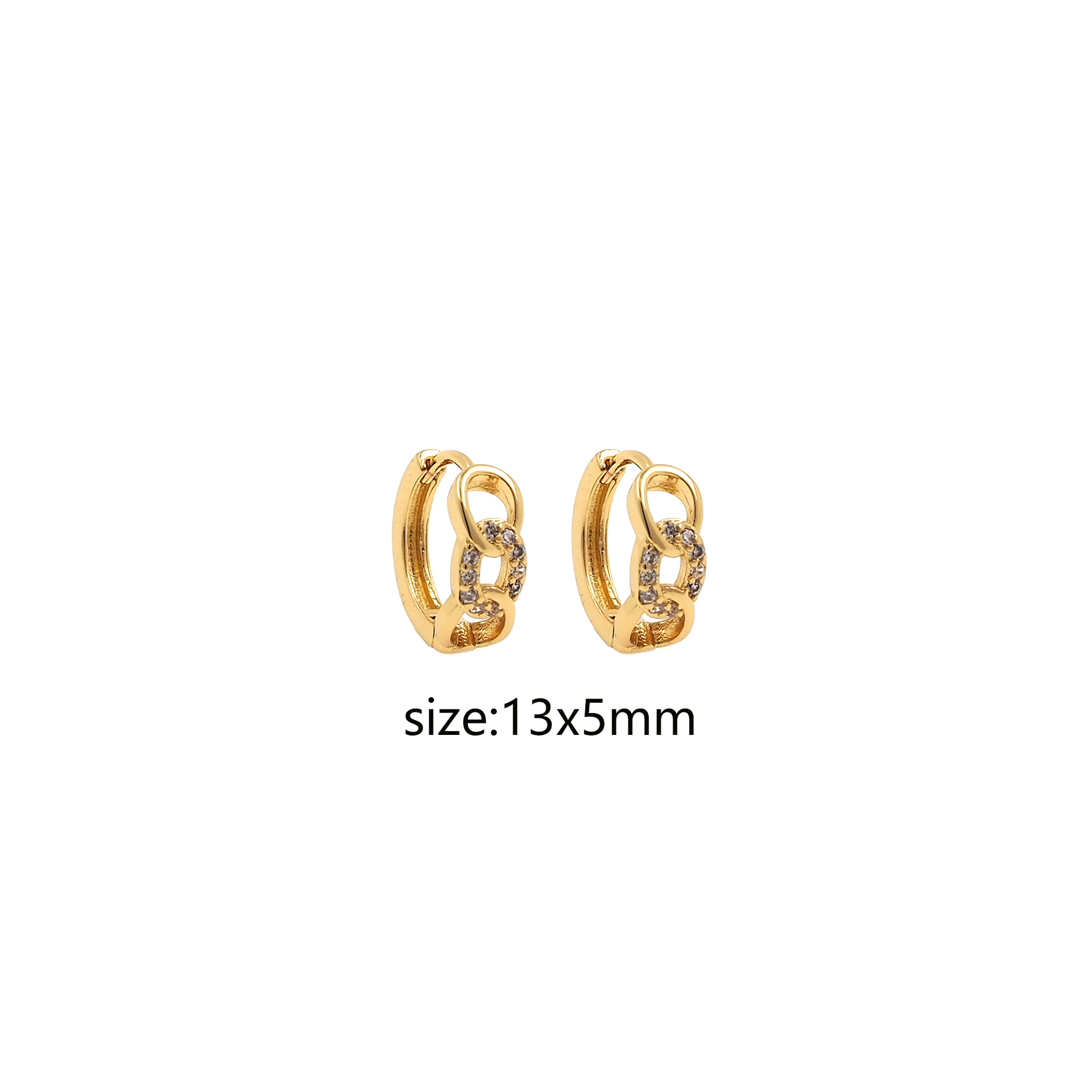 18K Gold Filled Chain Hoop Earrings,CZ Micro Pave Curb Earrings,Gold Hoops,Dainty CZ Hoops Huggie