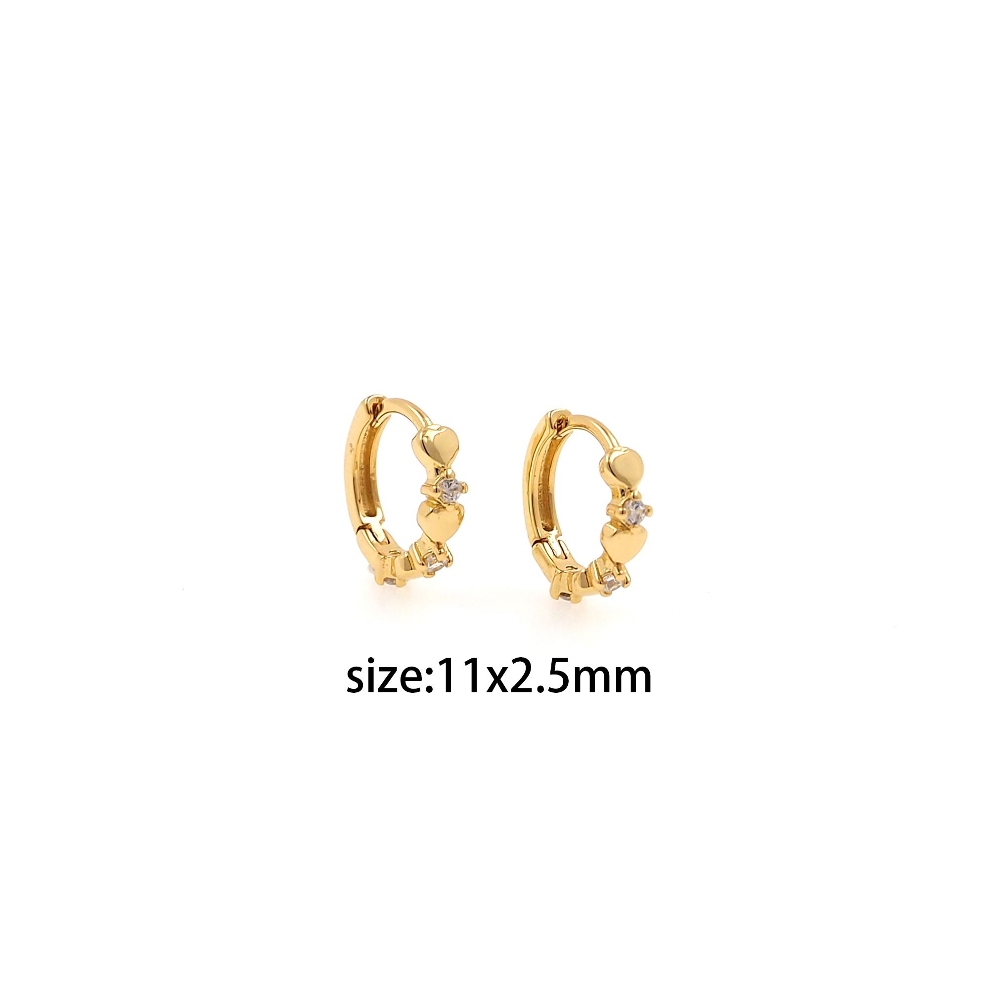 18K Gold Filled Heart Hoop Earrings,Gold Thin Hoops,CZ Heart Hoops,Dainty Zirconia Earrings,Gold Hoops