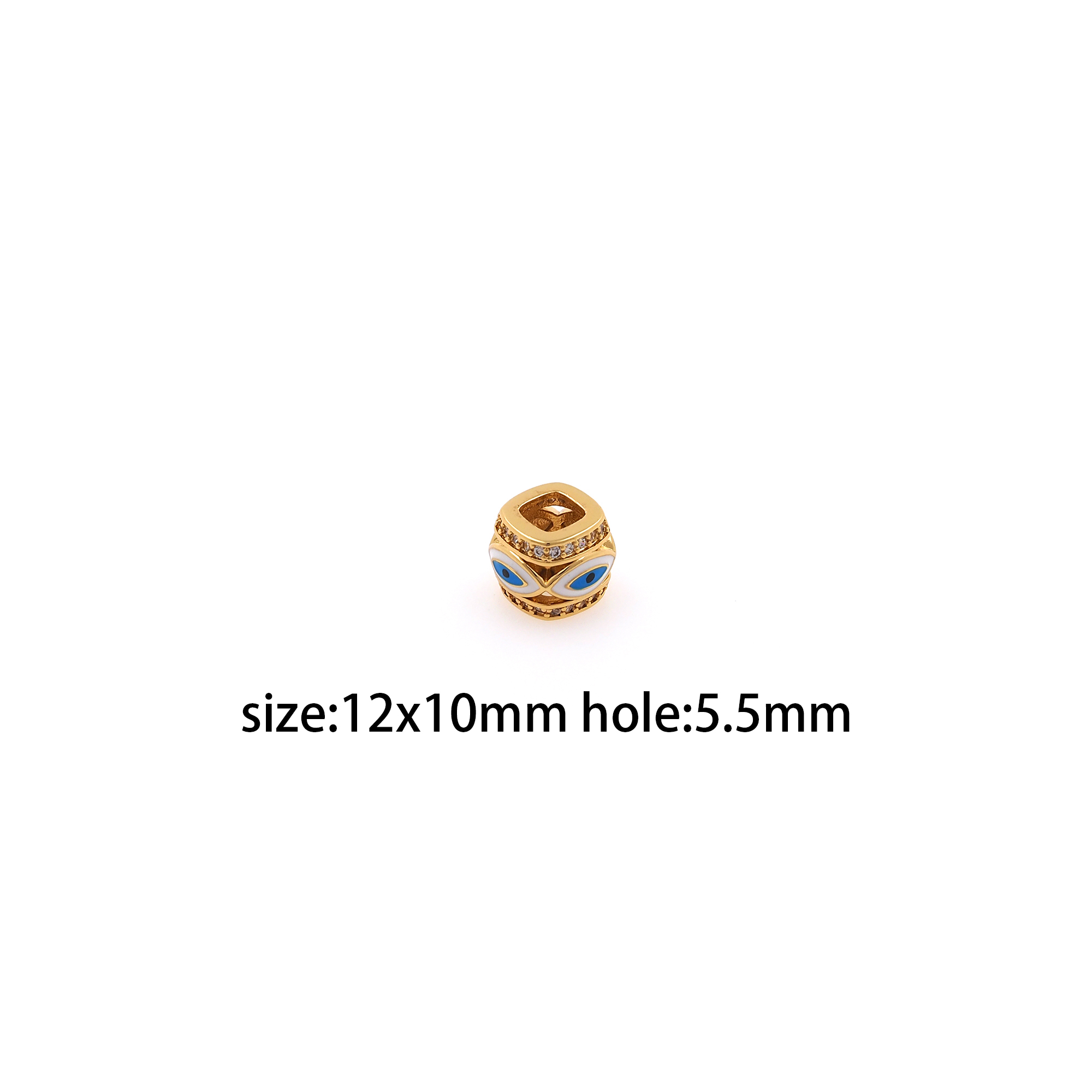 18K Gold Filled Evil Eye Spacer Beads,Barrel Beads,Enamel Evil Eye Bead for Bracelet Jewelry Necklace Making Supply