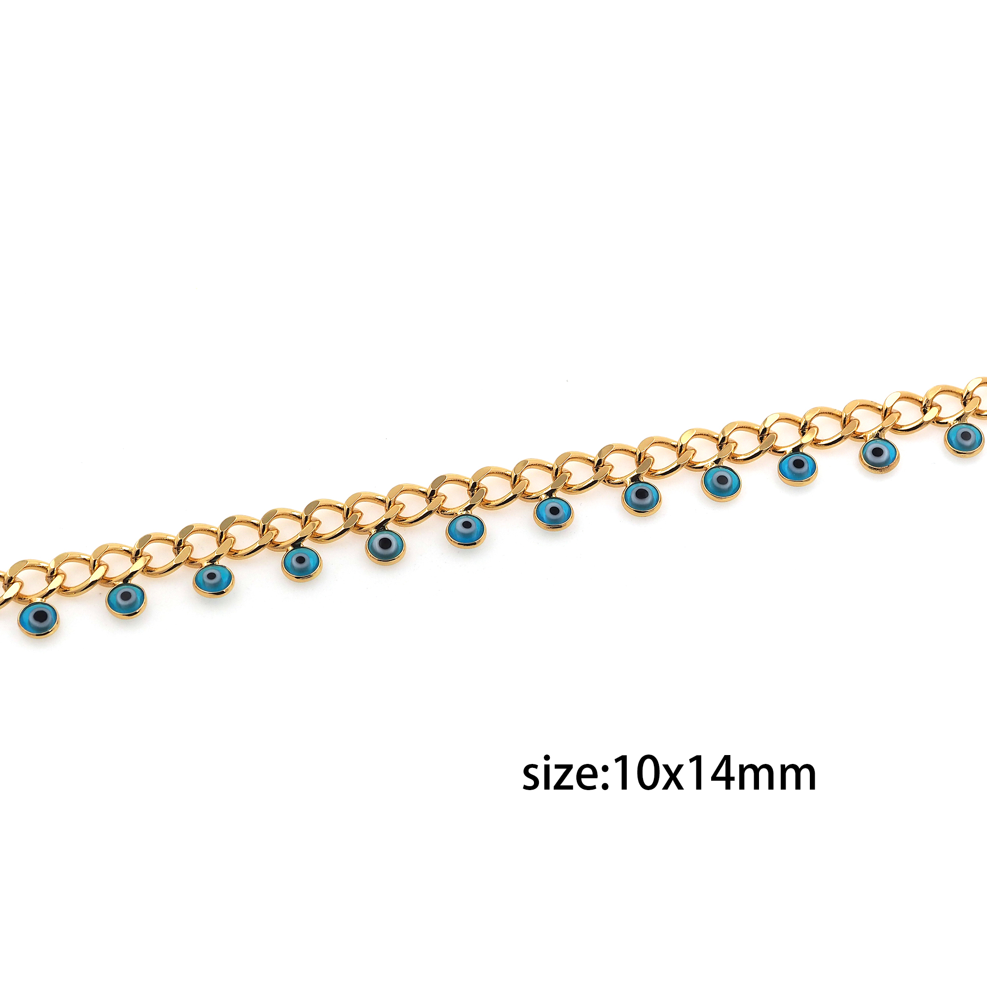 18K Gold Filled Cable Chain Necklace,Evil Eye Link Chain,Layered Necklace for Women DIY Jewelry Making Supply