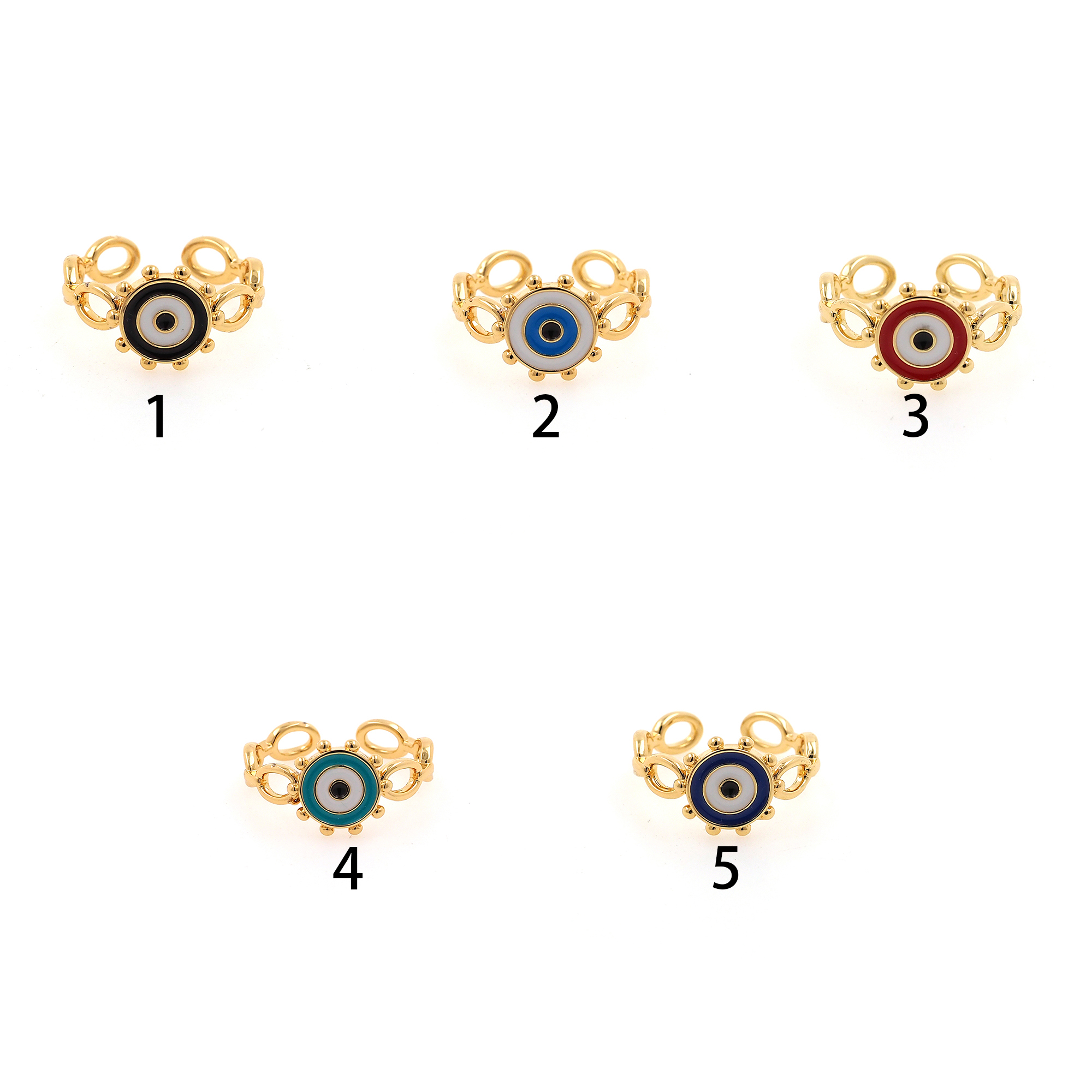 18K Gold Filled Enamel Evil Eye Rings,Dainty Ring,Adjustable Ring,Minimalist Ring,Open Ring