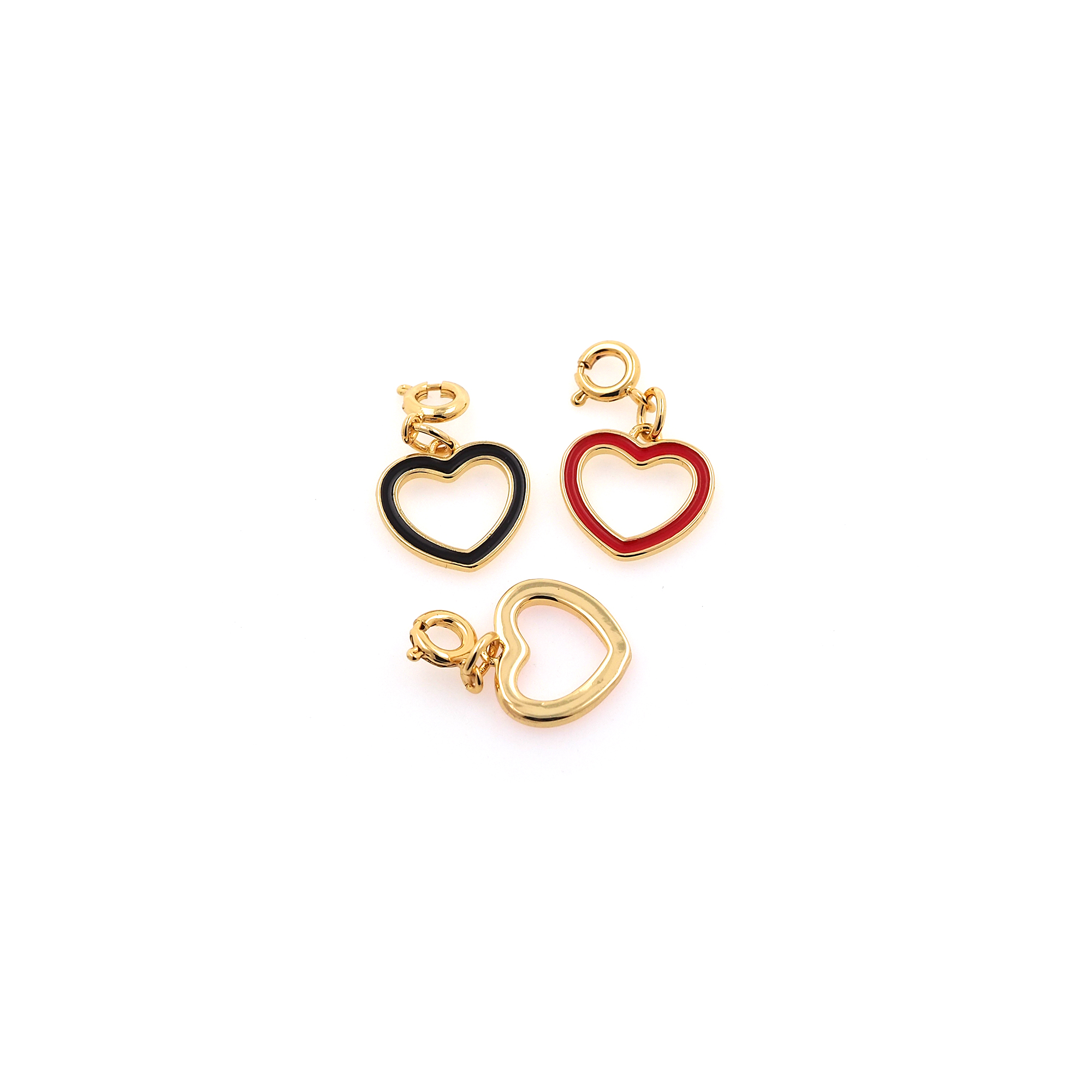 18K Gold Filled Heart Pendant,Enamel Heart Charm Earrings Necklace for DIY Jewelry Making Supply