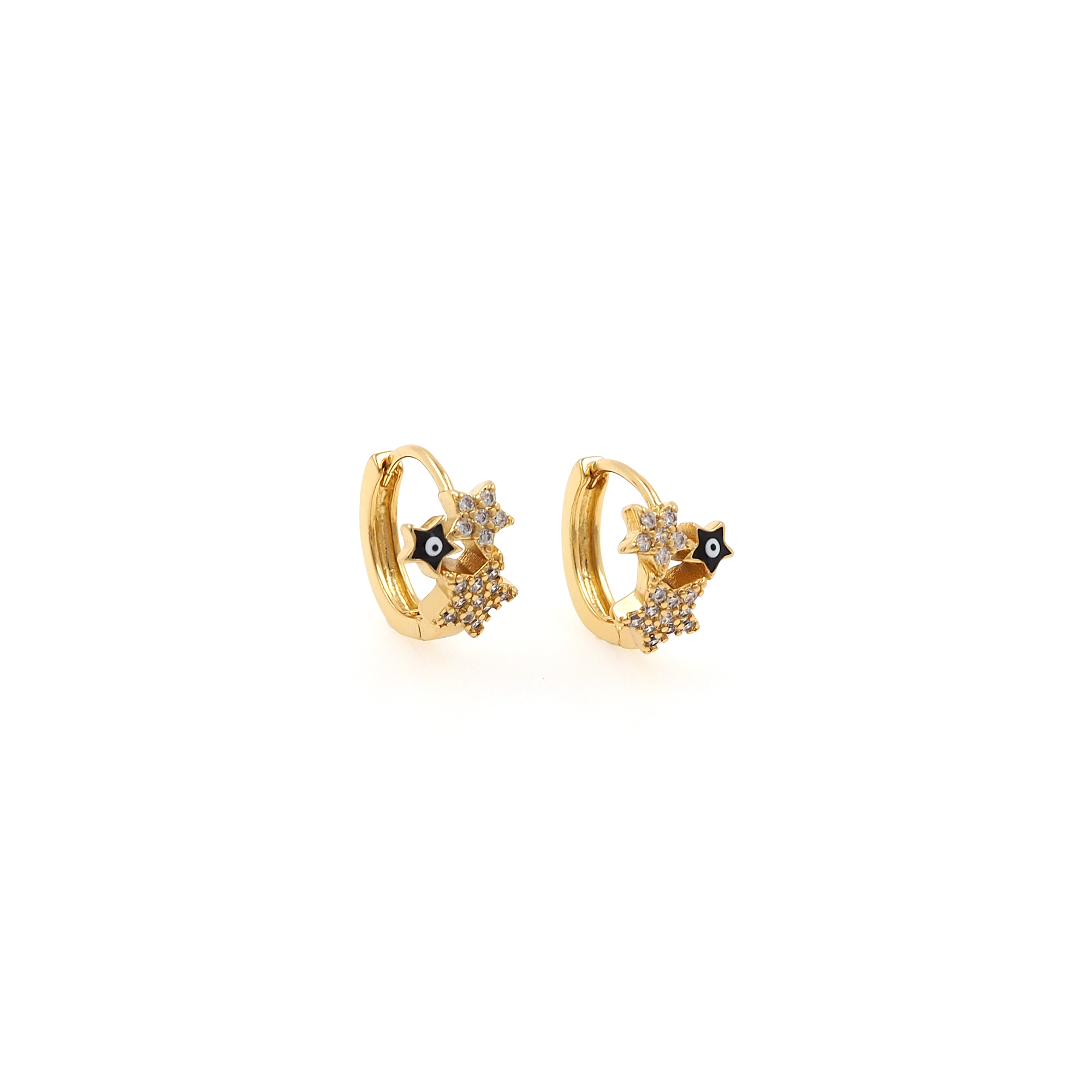 18K Gold Filled Evil Eye Hoops,CZ Earrings,Star Eye Enamel Earrings,Gold Hoop Earrings,Huggie Earrings