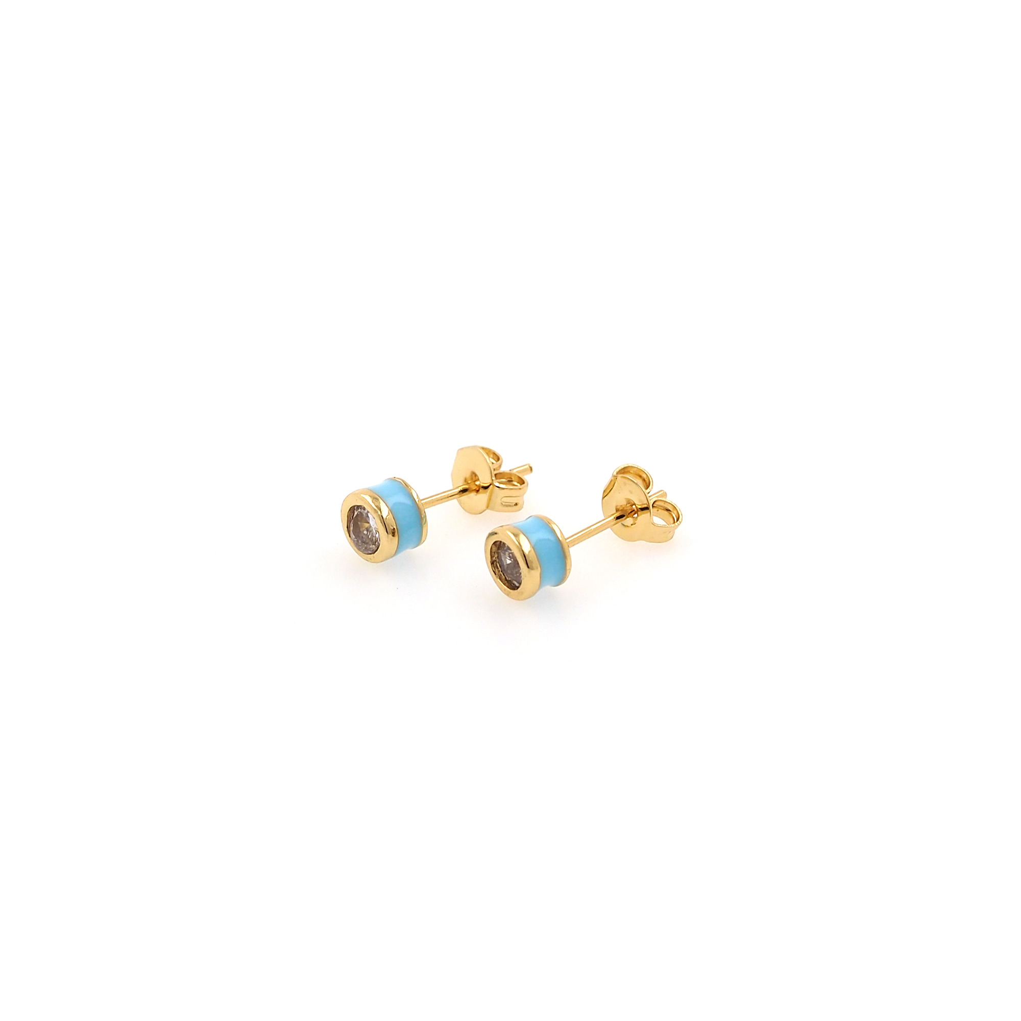 18K Gold Filled Round Stud Earrings,CZ Micro Pave Round Stud,Enamel Stud,Dangling Earrings,Minimalist Earring,Gift for Wife