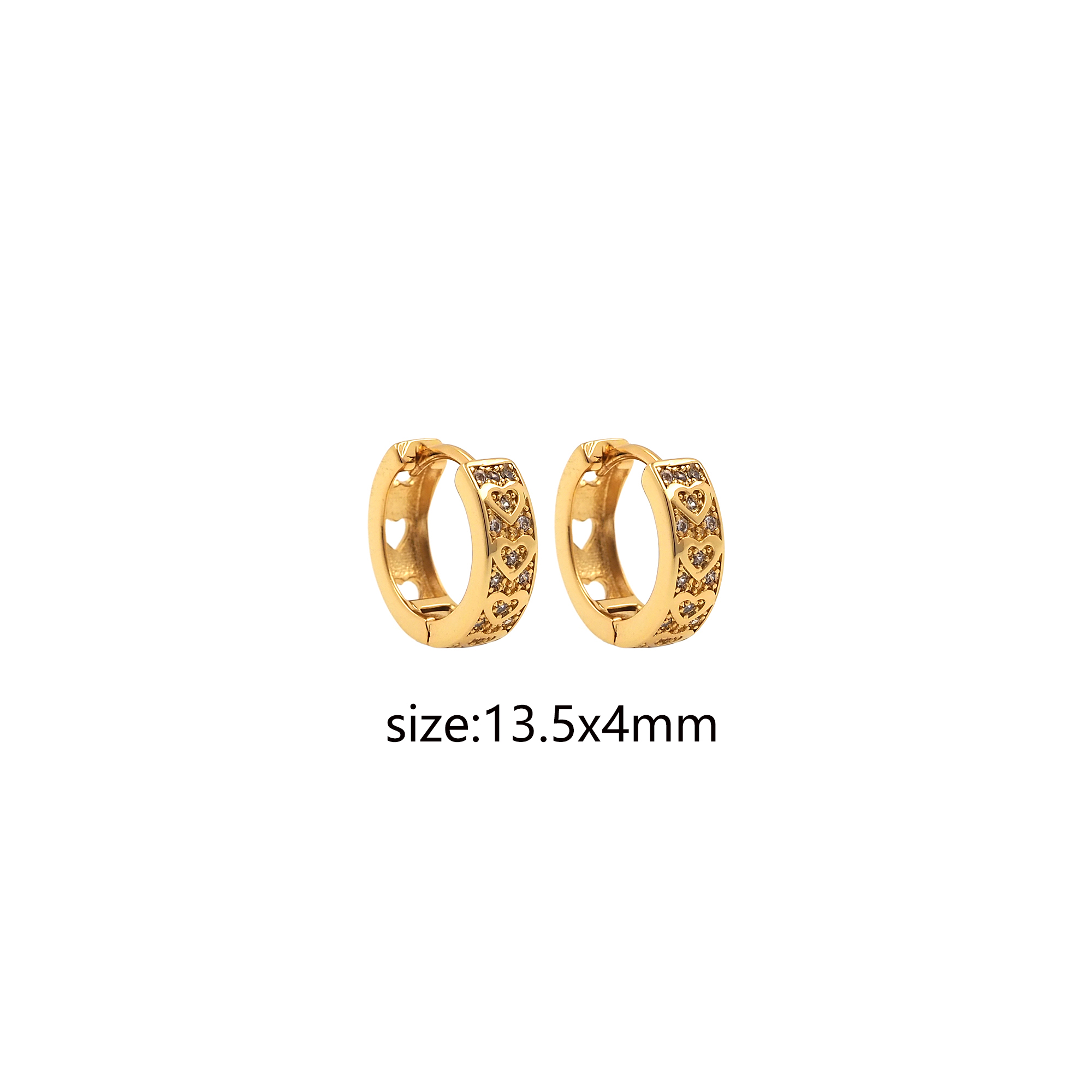 18K Gold Filled Heart Hoop Earrings,Gold Thin Hoops,CZ Heart Hoops,Dainty Zirconia Earrings,Gold Hoops