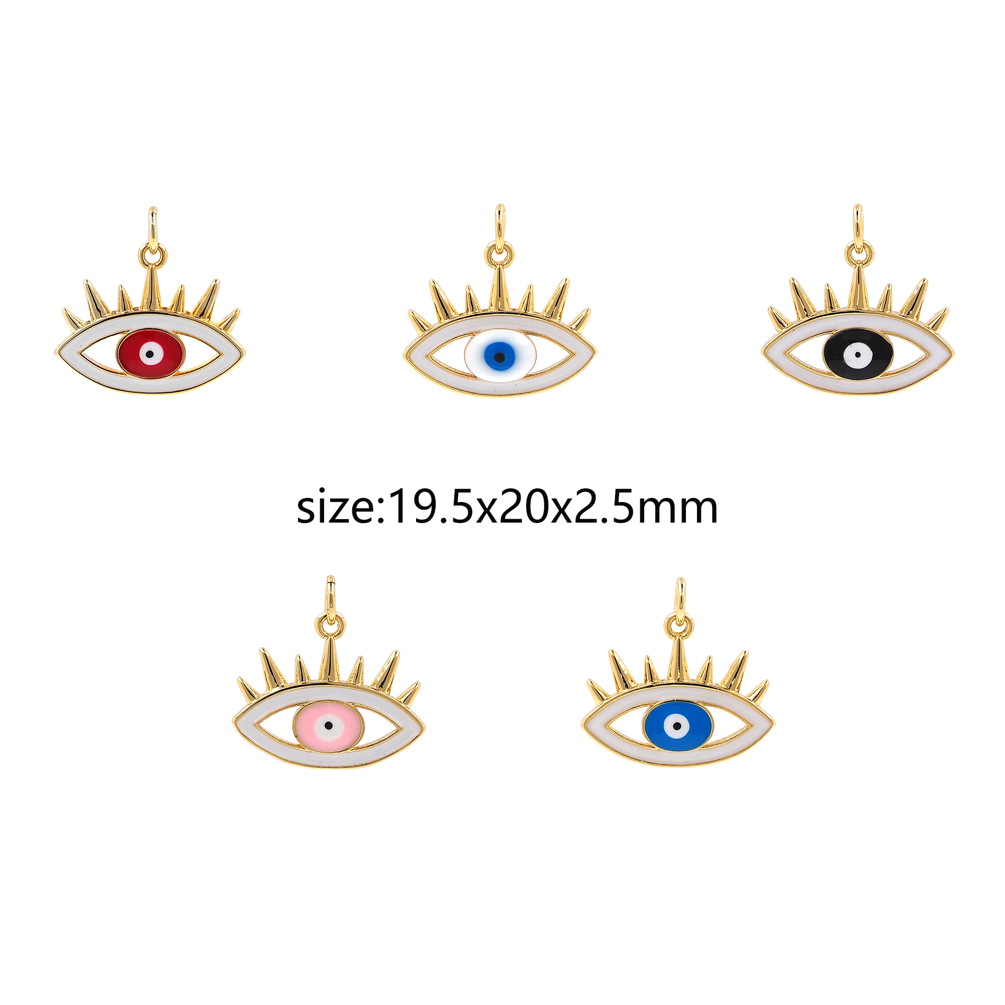 18K Gold Filled Evil Eye Pendant,Enamel Amulet Charm Earrings Necklace for DIY Jewelry Making Supply