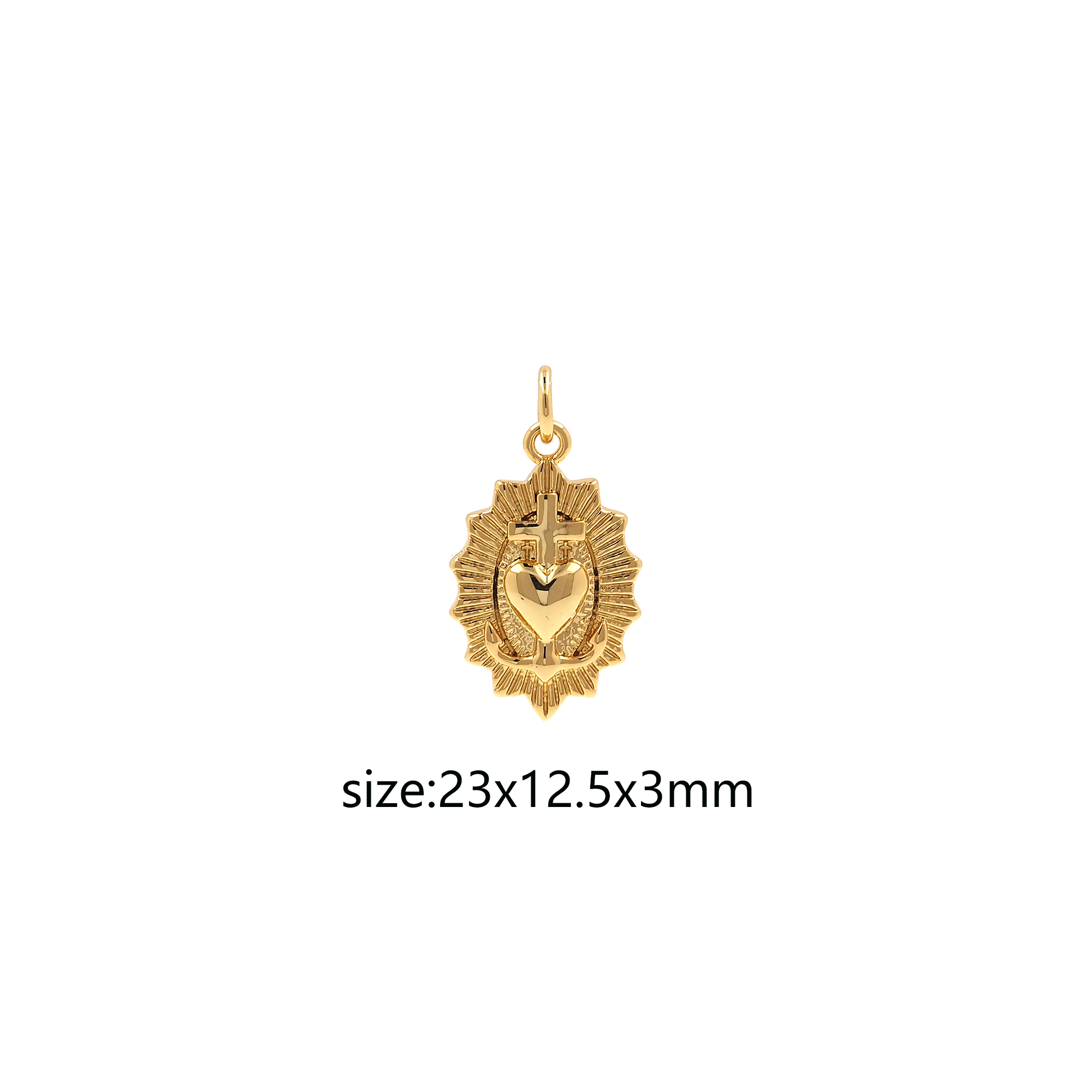 18K Gold Filled Sacred Heart Pendant,Dainty Heart Charm Earrings Necklace for DIY Jewelry Making Supply