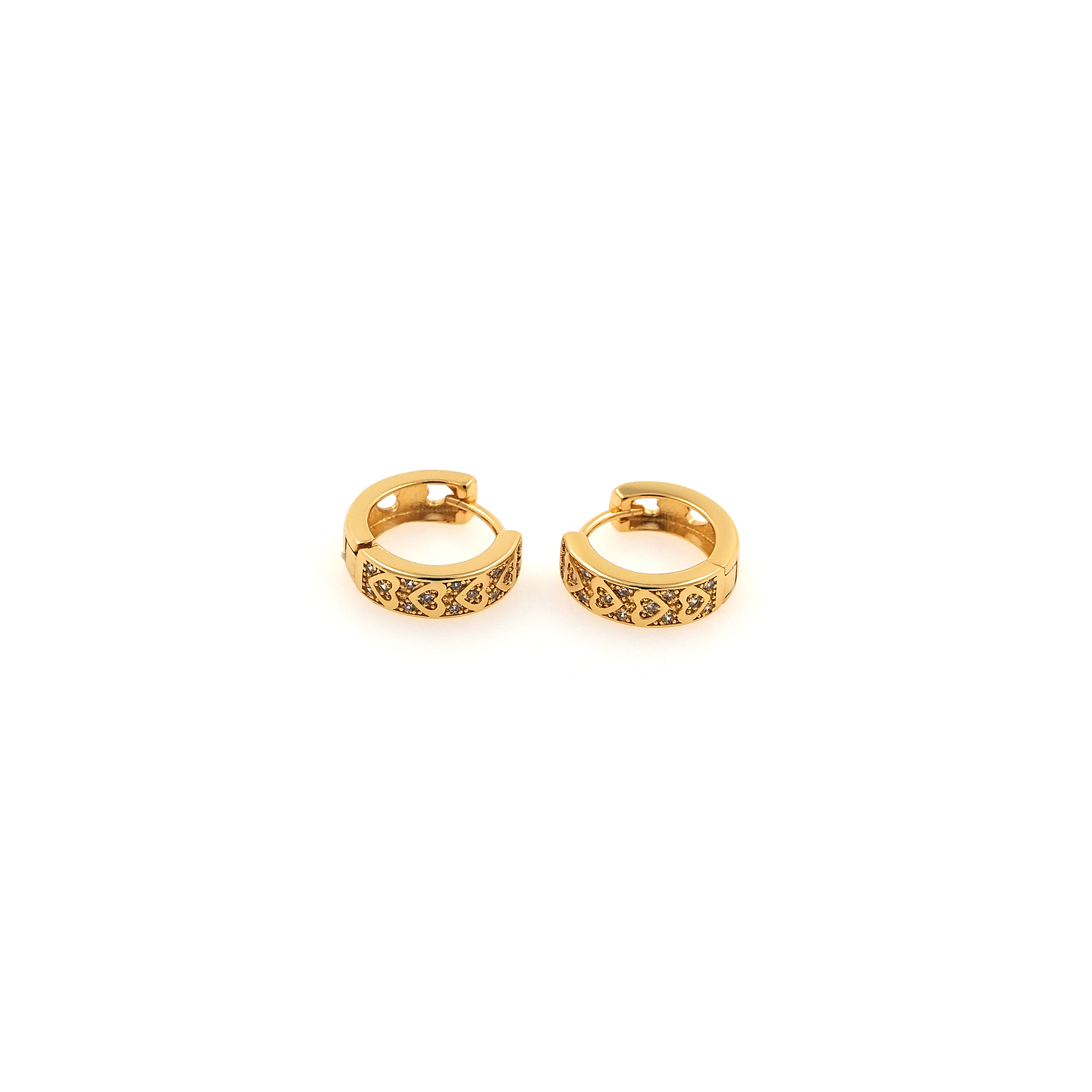 18K Gold Filled Heart Hoop Earrings,Gold Thin Hoops,CZ Heart Hoops,Dainty Zirconia Earrings,Gold Hoops