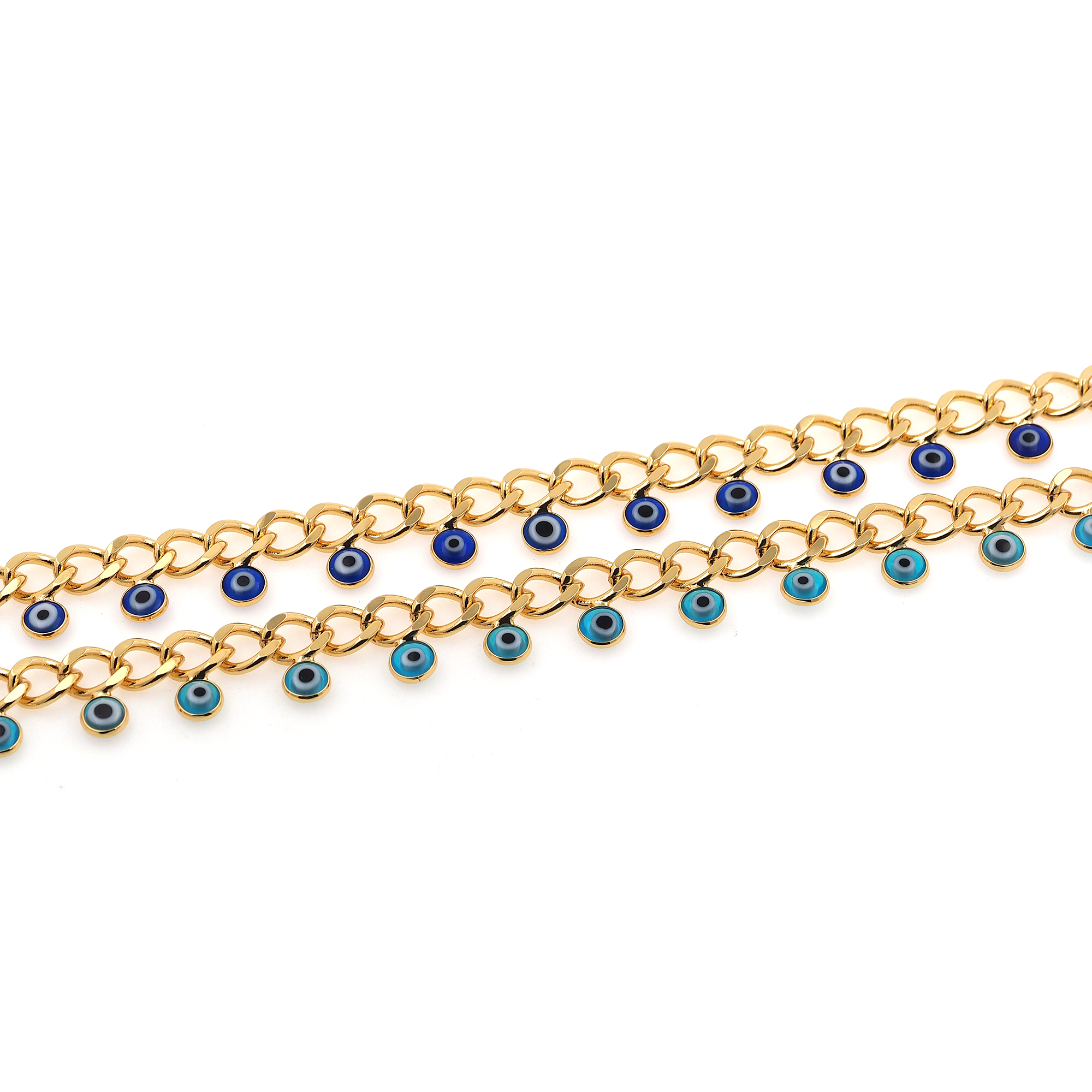 18K Gold Filled Cable Chain Necklace,Evil Eye Link Chain,Layered Necklace for Women DIY Jewelry Making Supply