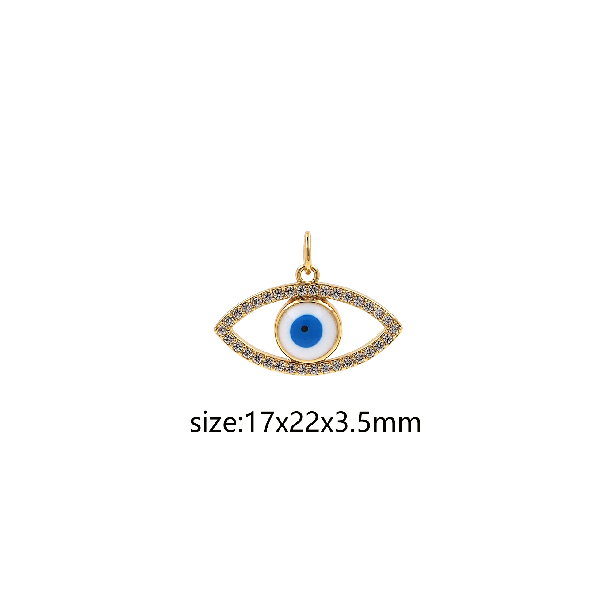 CZ Micro Pave Evil Eye Pendant,18K Gold Filled Enamel Evil Eye Charm Earrings Necklace for DIY Jewelry Making Supply
