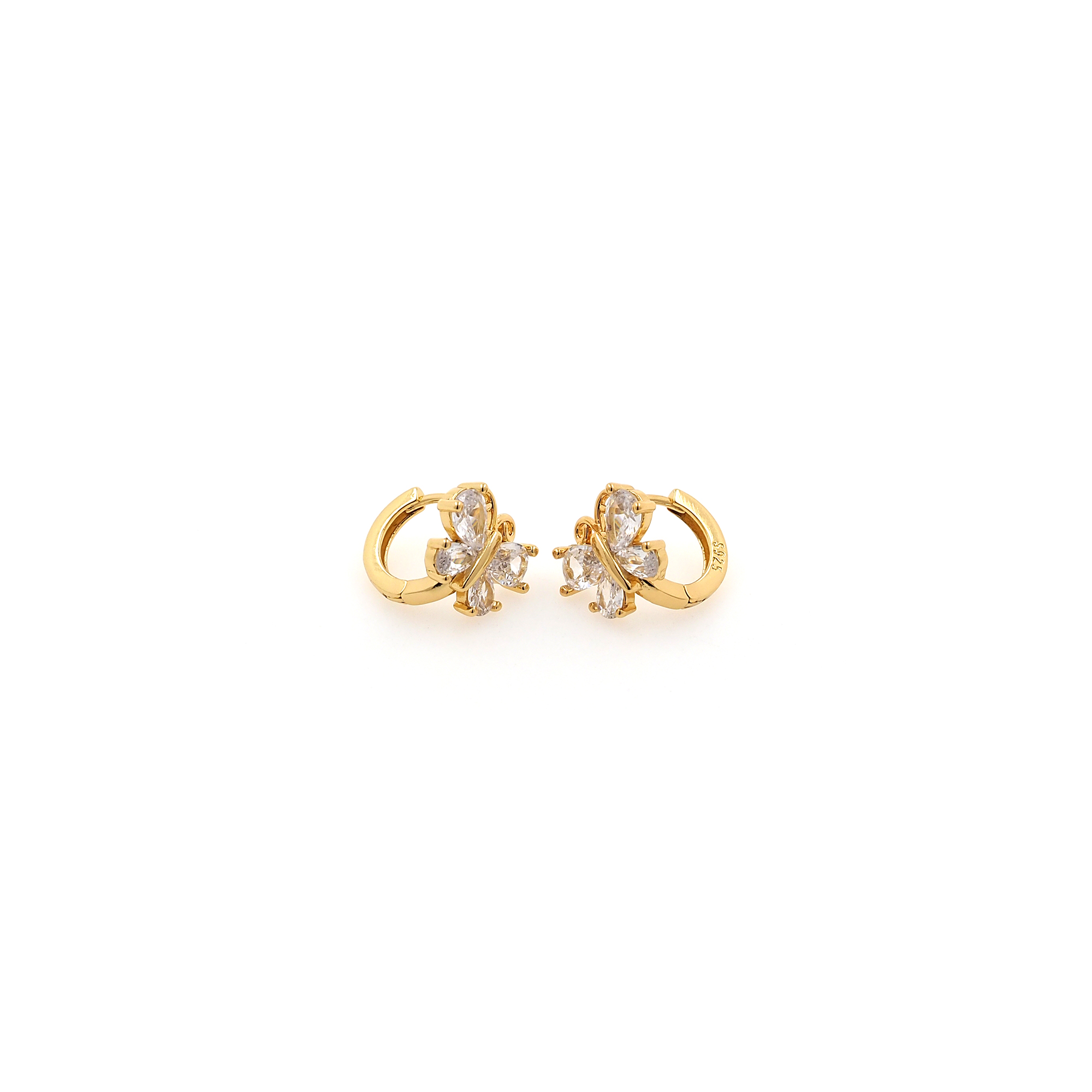 18K Gold Filled Butterfly Earrings,Insect Hoops,CZ Micro Pave Butterfly Hoops,Minimalist Earrings,Gold Hoops