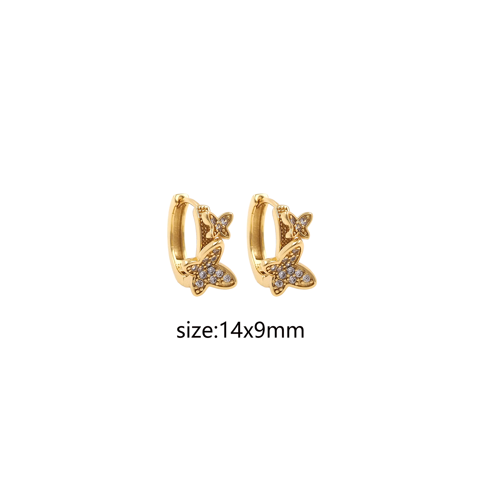 18K Gold Filled Butterfly Earrings,Insect Hoops,CZ Micro Pave Butterfly Hoops,Minimalist Earrings,Gold Hoops