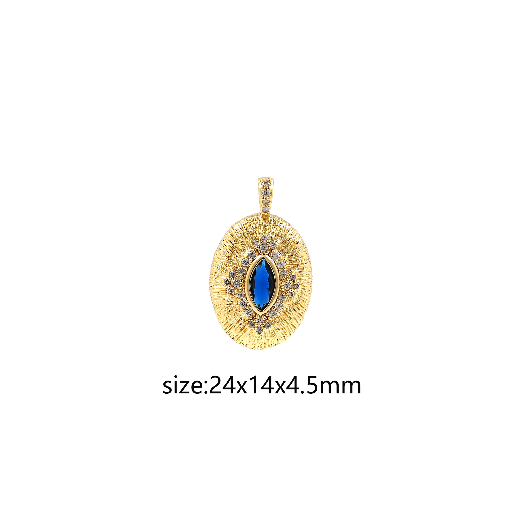 18K Gold Filled Evil Eye Pendant,CZ Micro Pave Oval Eye Charm Earrings Necklace for DIY Jewelry Making Supply