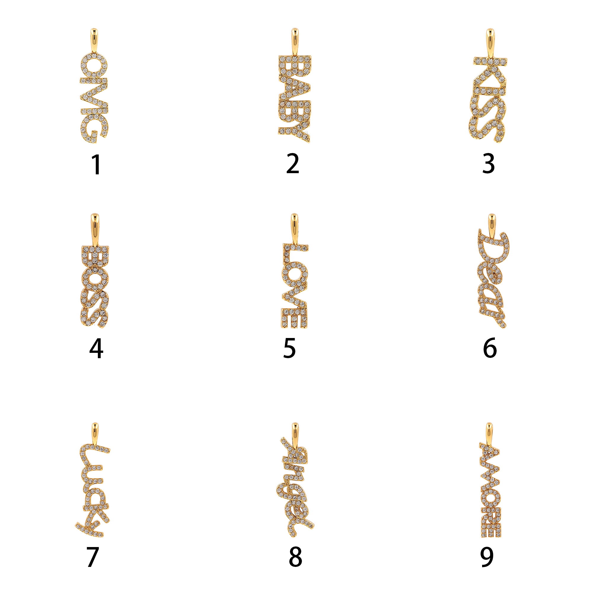 18K Gold Filled English Nameplate Pendant,CZ Micro Pave Nameplate Charm Earrings Necklace for DIY Jewelry Making Supply