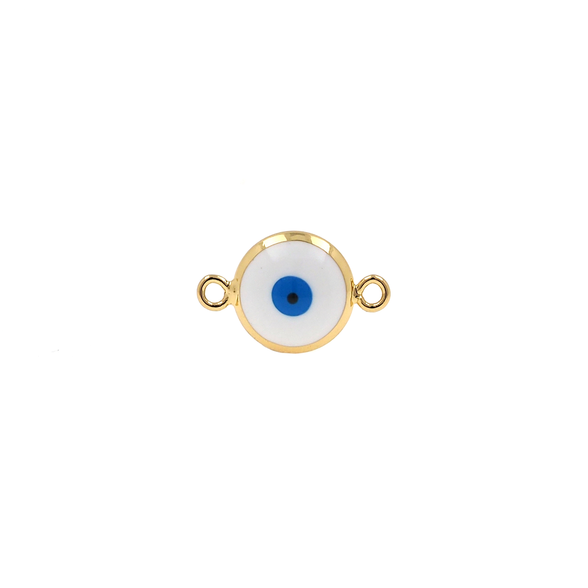 18K Gold Filled Evil Eye Connector,Enamel Amulet Charm Necklace Bracelet for DIY Jewelry Making Supply