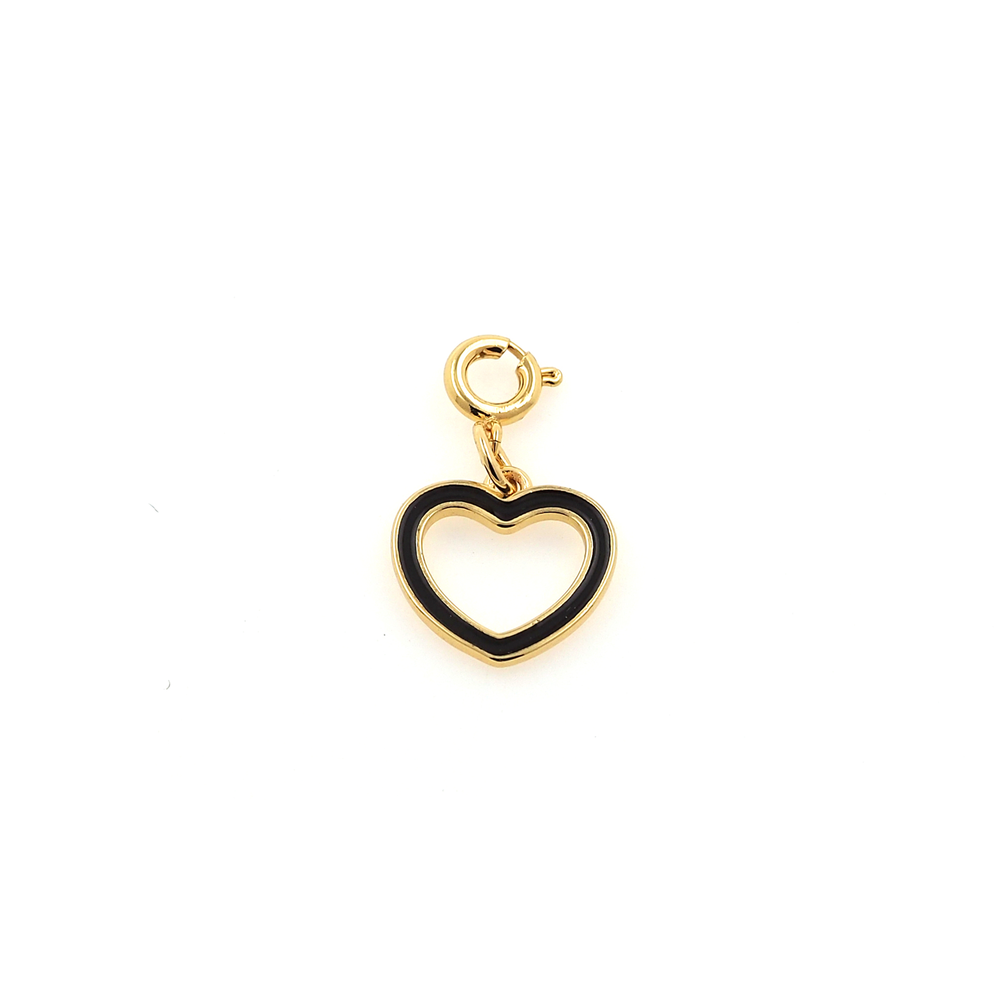 18K Gold Filled Heart Pendant,Enamel Heart Charm Earrings Necklace for DIY Jewelry Making Supply