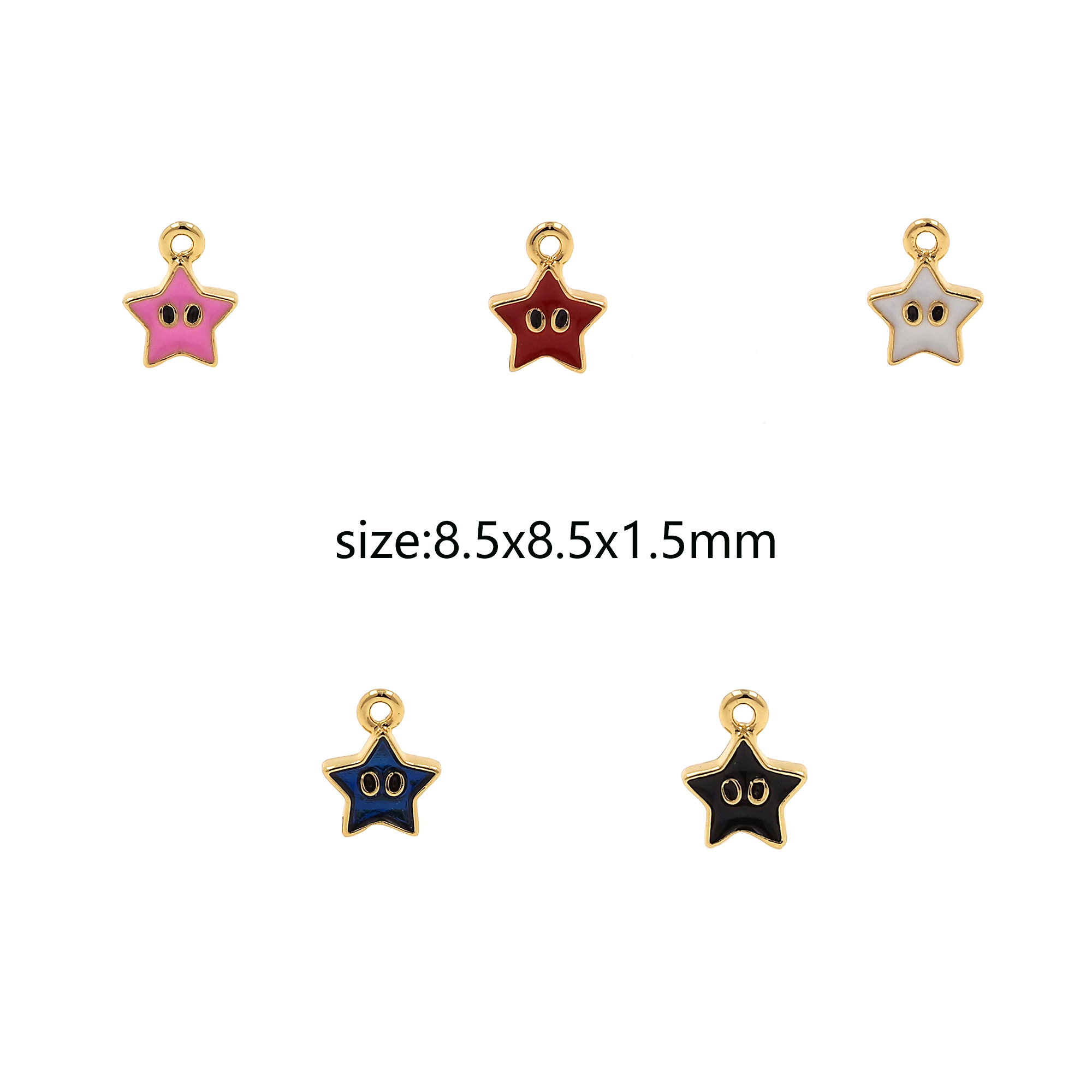 18K Gold Filled Star Pendant,Enamel Celestial Charm Earrings Necklace for DIY Jewelry Making Supply