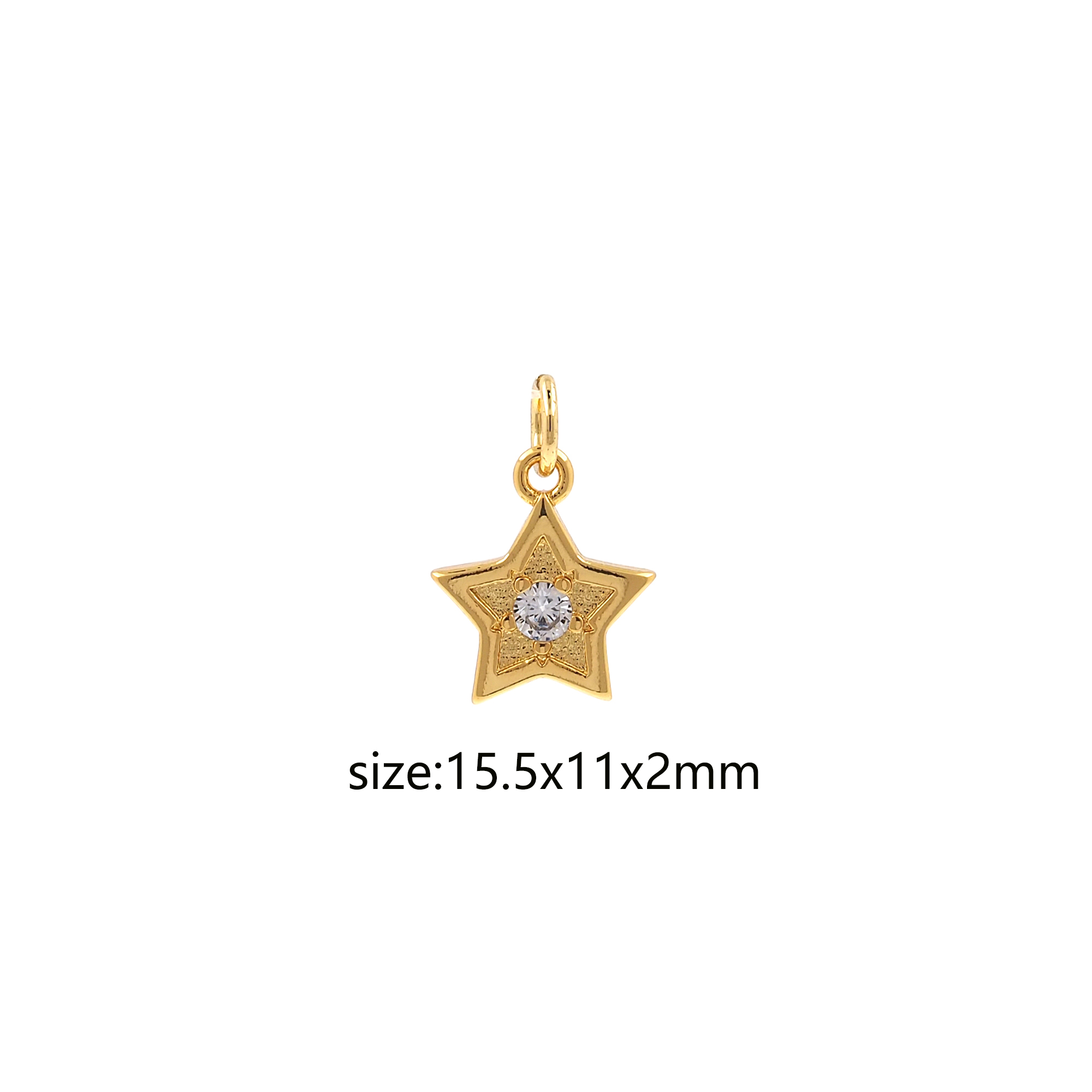 18K Gold Filled Star Pendant,CZ Micro Pave Celestial Charm Earrings Necklace for DIY Jewelry Making Supply
