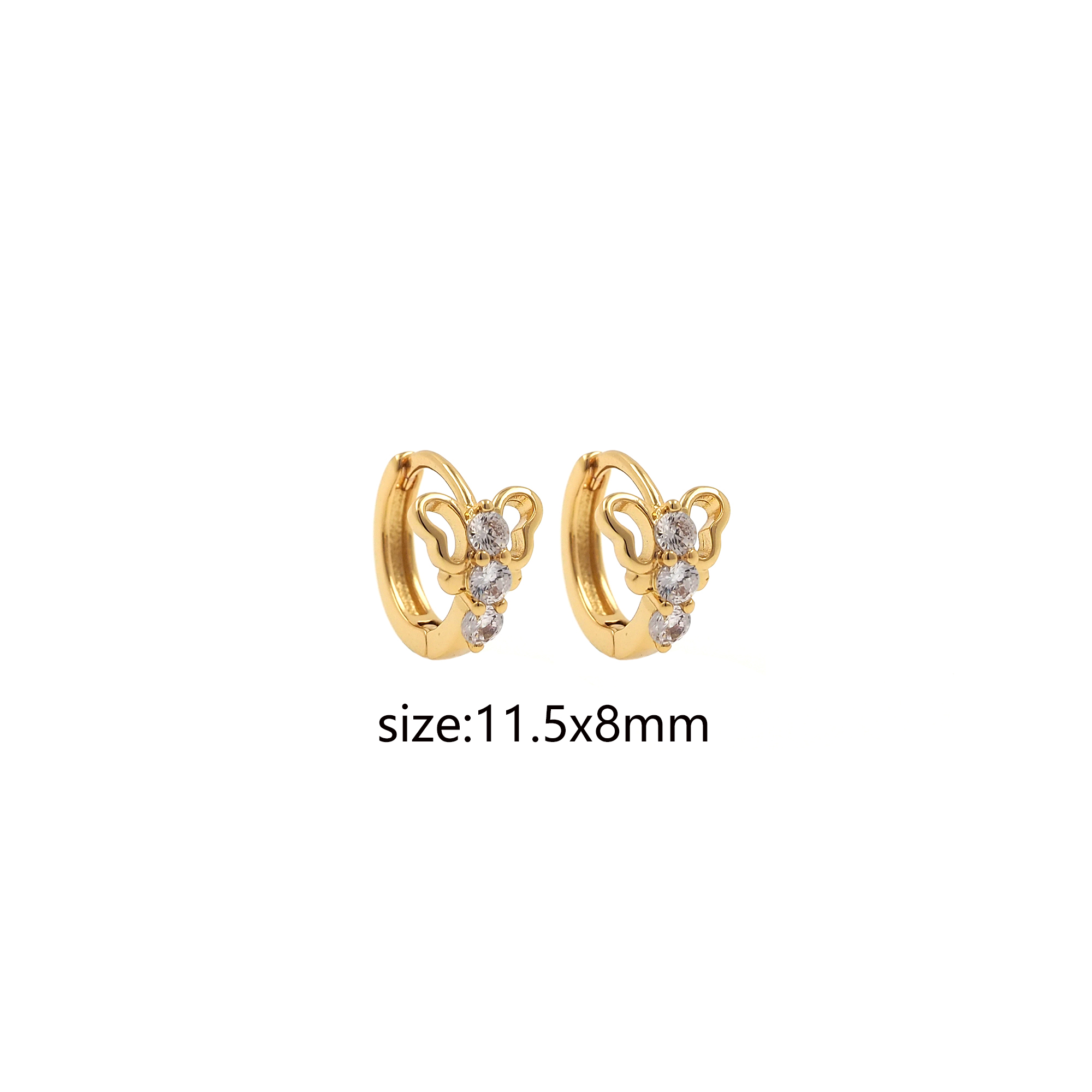 18K Gold Filled Butterfly Earrings,Insect Hoops,CZ Micro Pave Butterfly Hoops,Minimalist Earrings,Gold Hoops