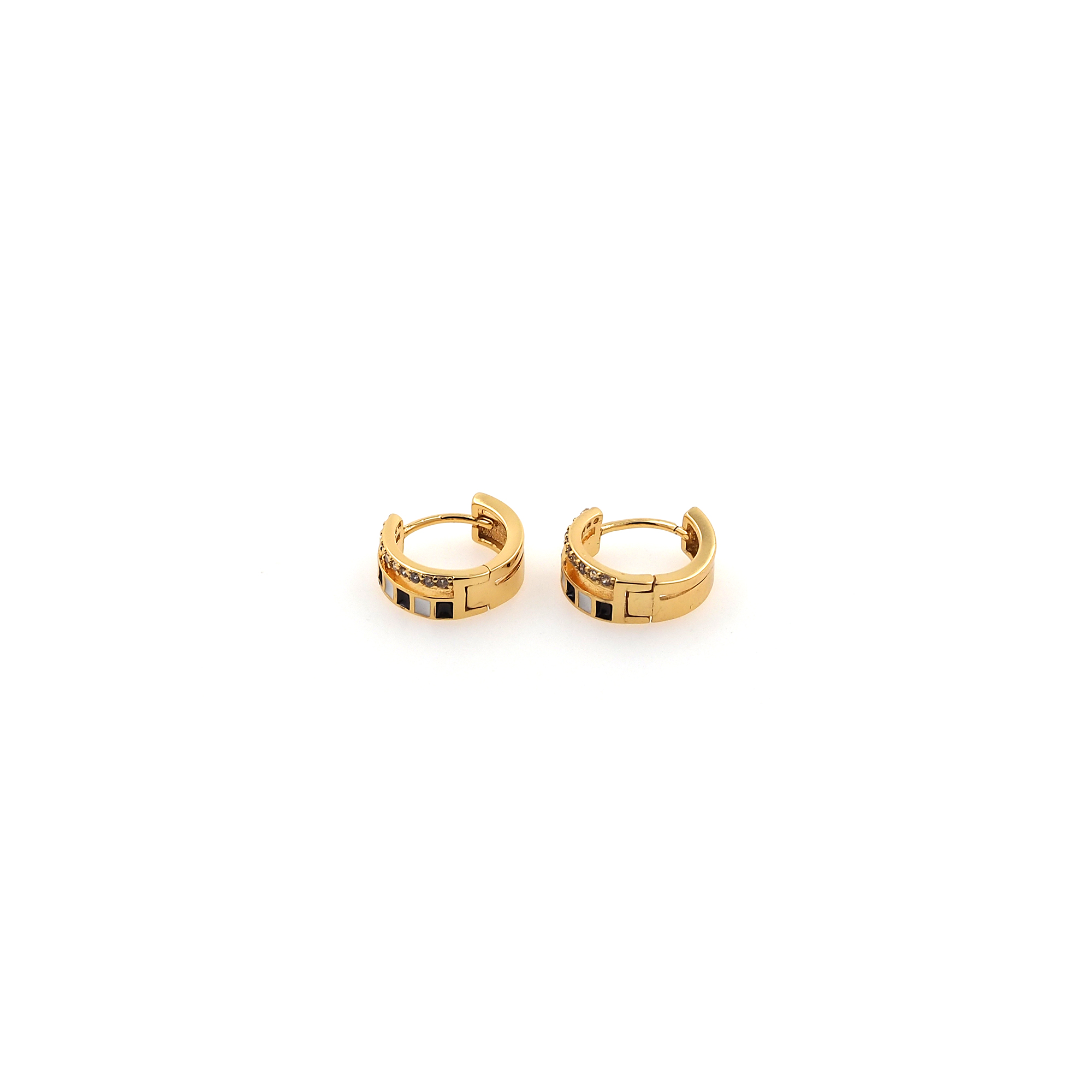 18K Gold Filled Checkered Hoop Earrings,Enamel Plaid Earrings,Checkered Hoops,Minimalist Hoops Huggie