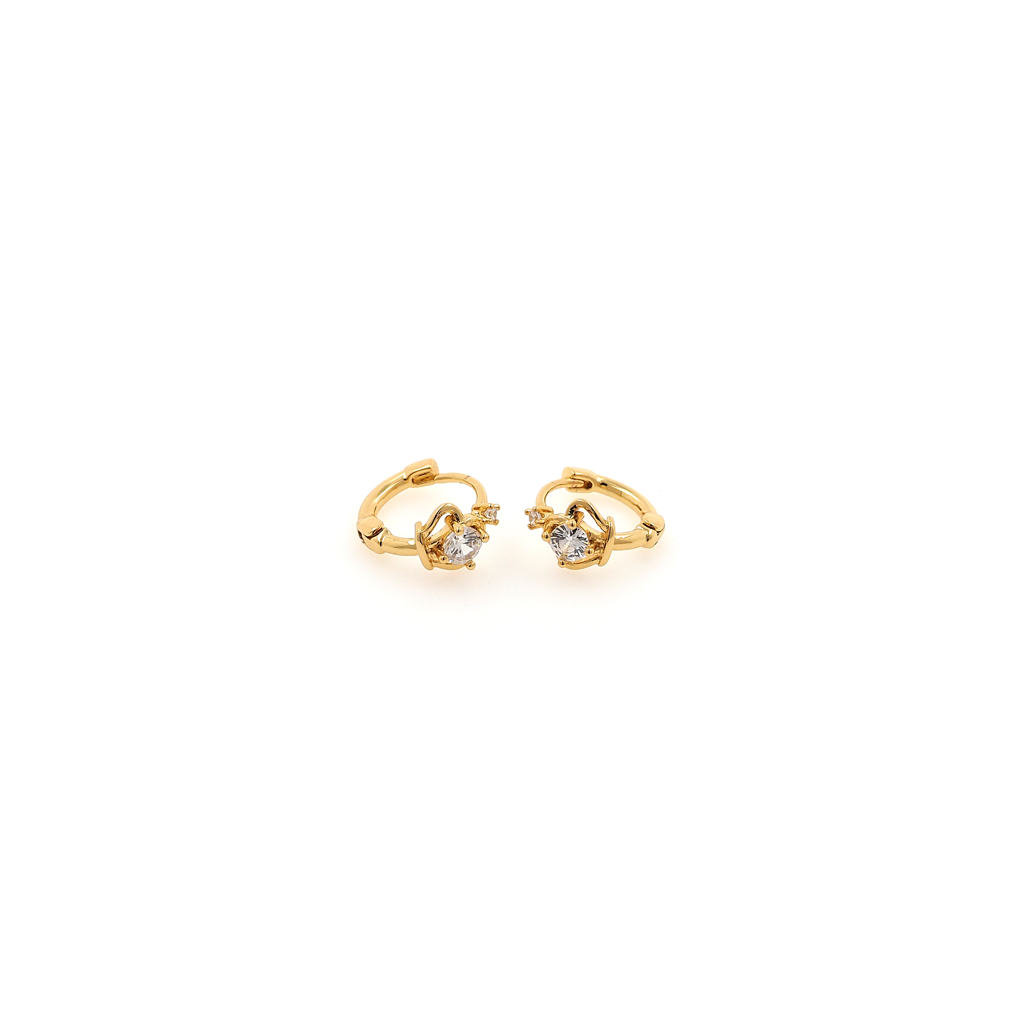 18K Gold Filled Crown Hoop Earrings,Dainty Zirconia Earrings,Gold Hoops,Dainty CZ Hoops Huggie