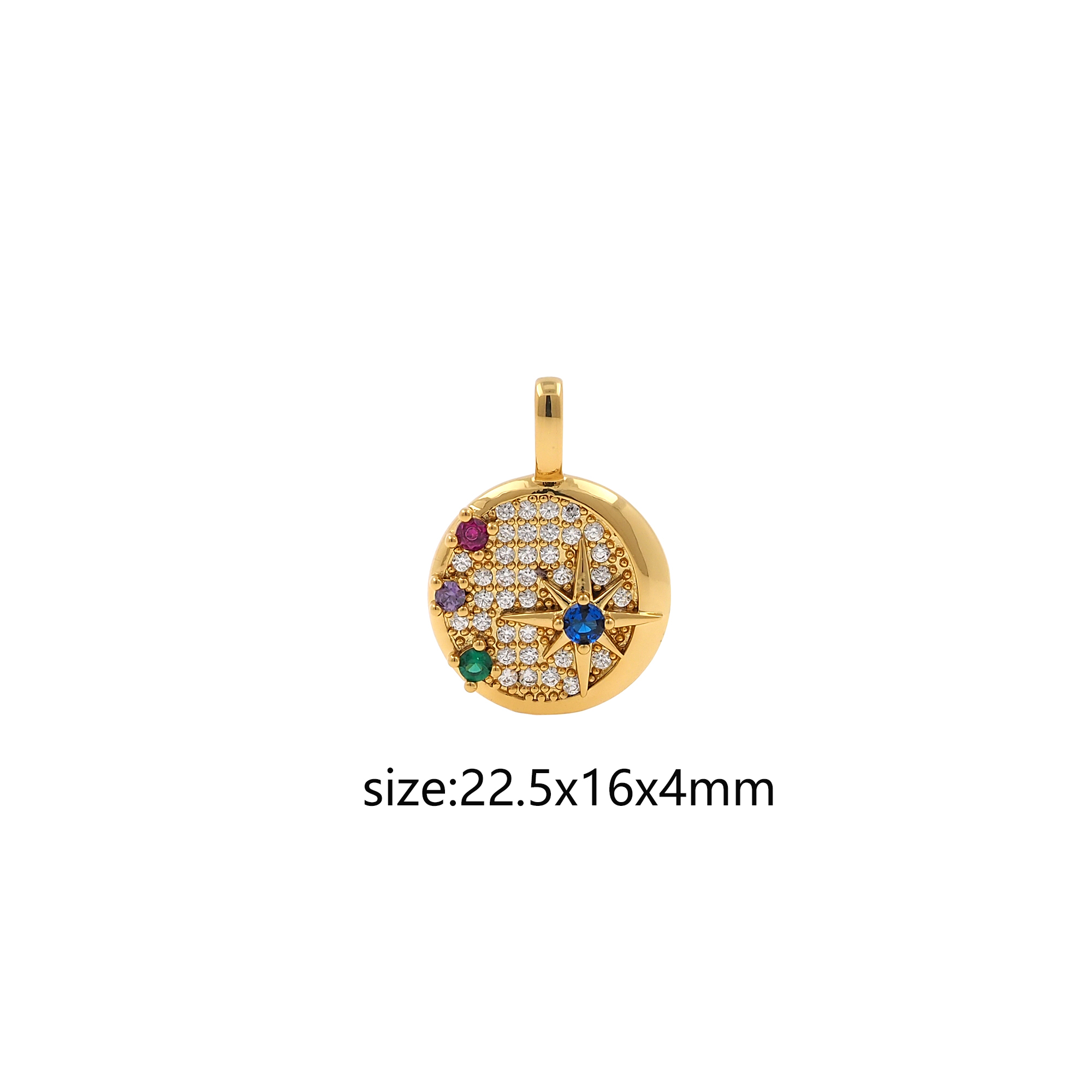 18K Gold Filled North Star Pendant,Celestial Charm Earrings Necklace for DIY Jewelry Making Supply