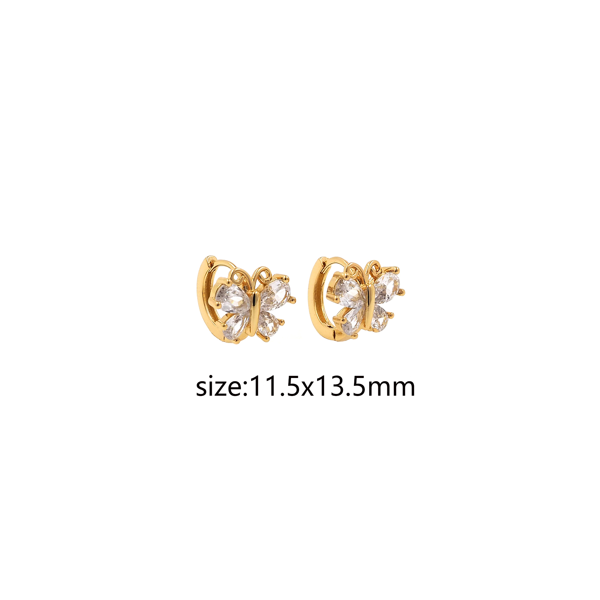 18K Gold Filled Butterfly Earrings,Insect Hoops,CZ Micro Pave Butterfly Hoops,Minimalist Earrings,Gold Hoops