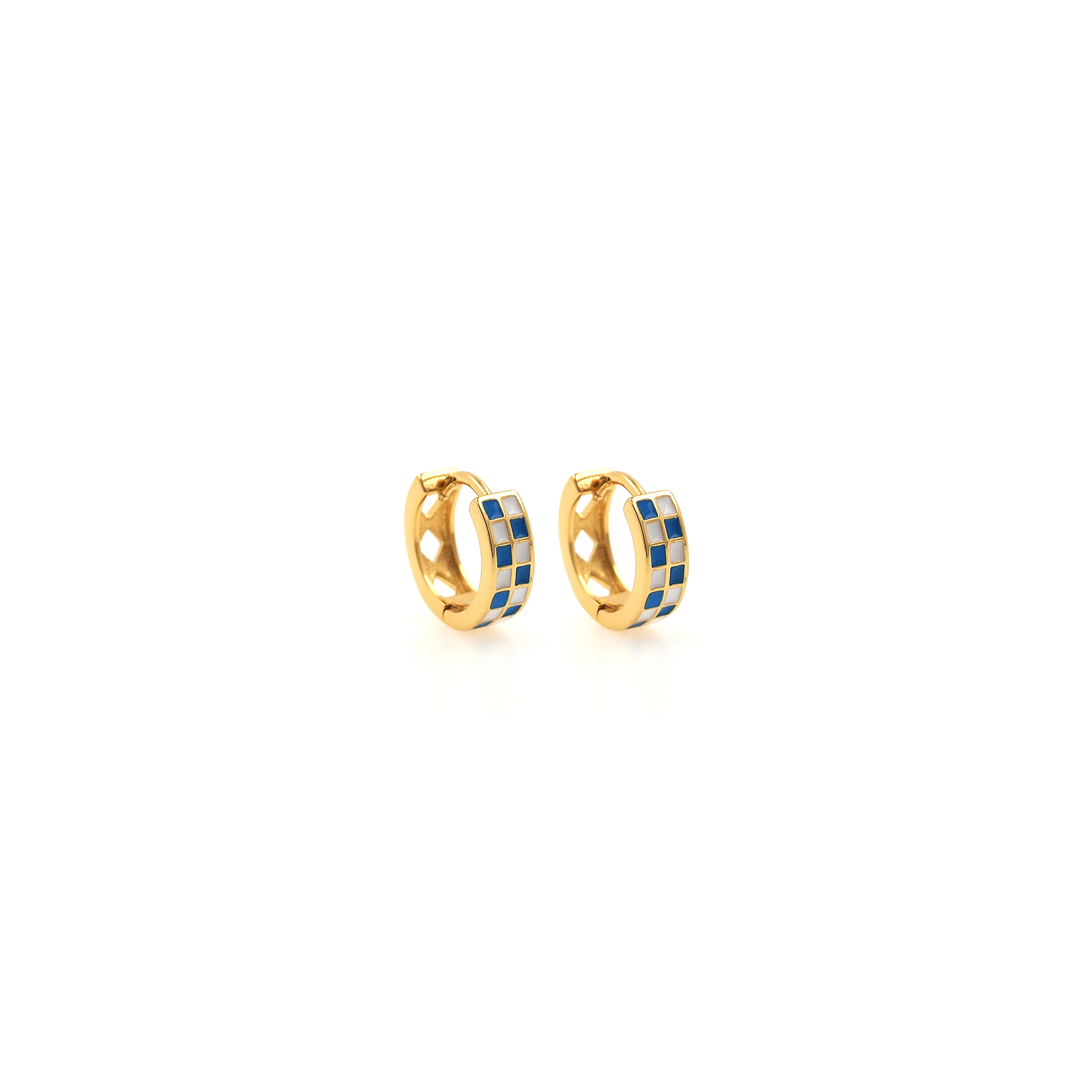 18K Gold Filled Checkered Hoop Earrings,Enamel Plaid Earrings,Checkered Hoops,Minimalist Hoops Huggie
