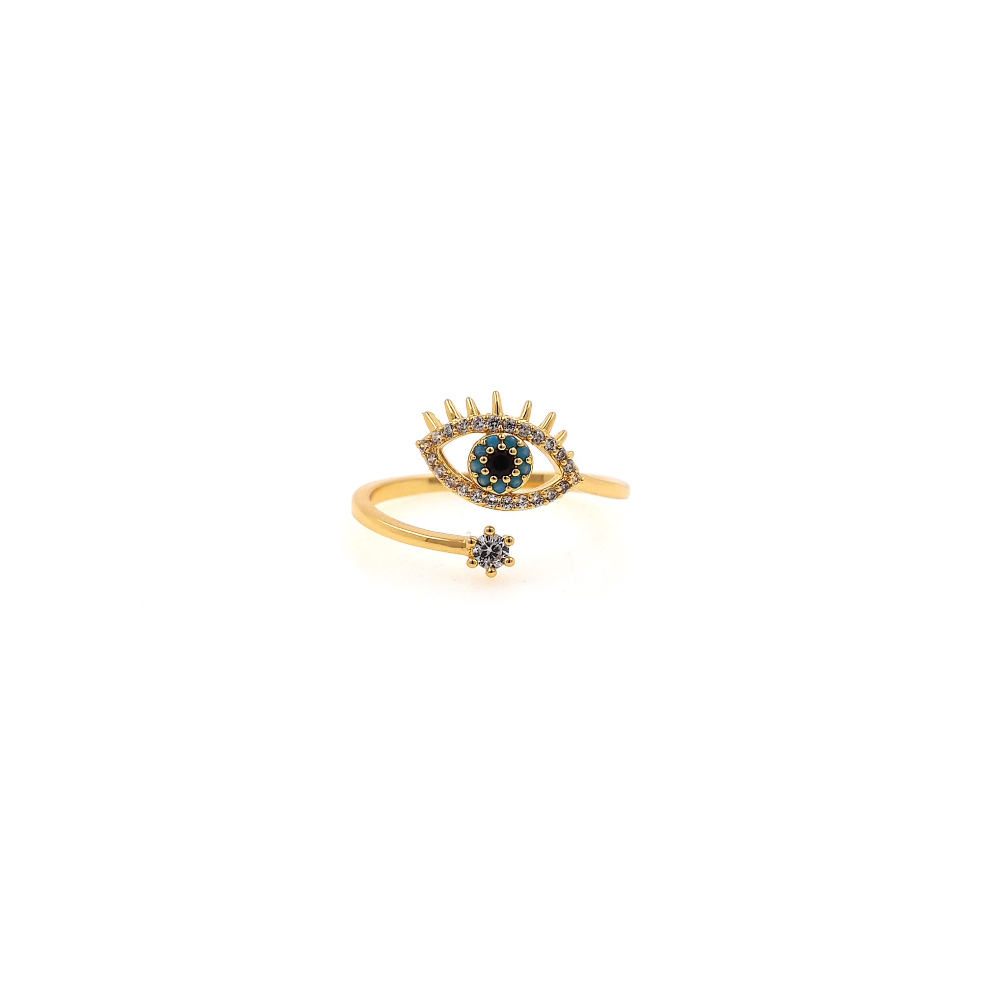 18K Gold Filled Evil Eye Rings,CZ Micro Pave Evil Eye Rings,Adjustable Ring,Minimalist Ring,Open Ring
