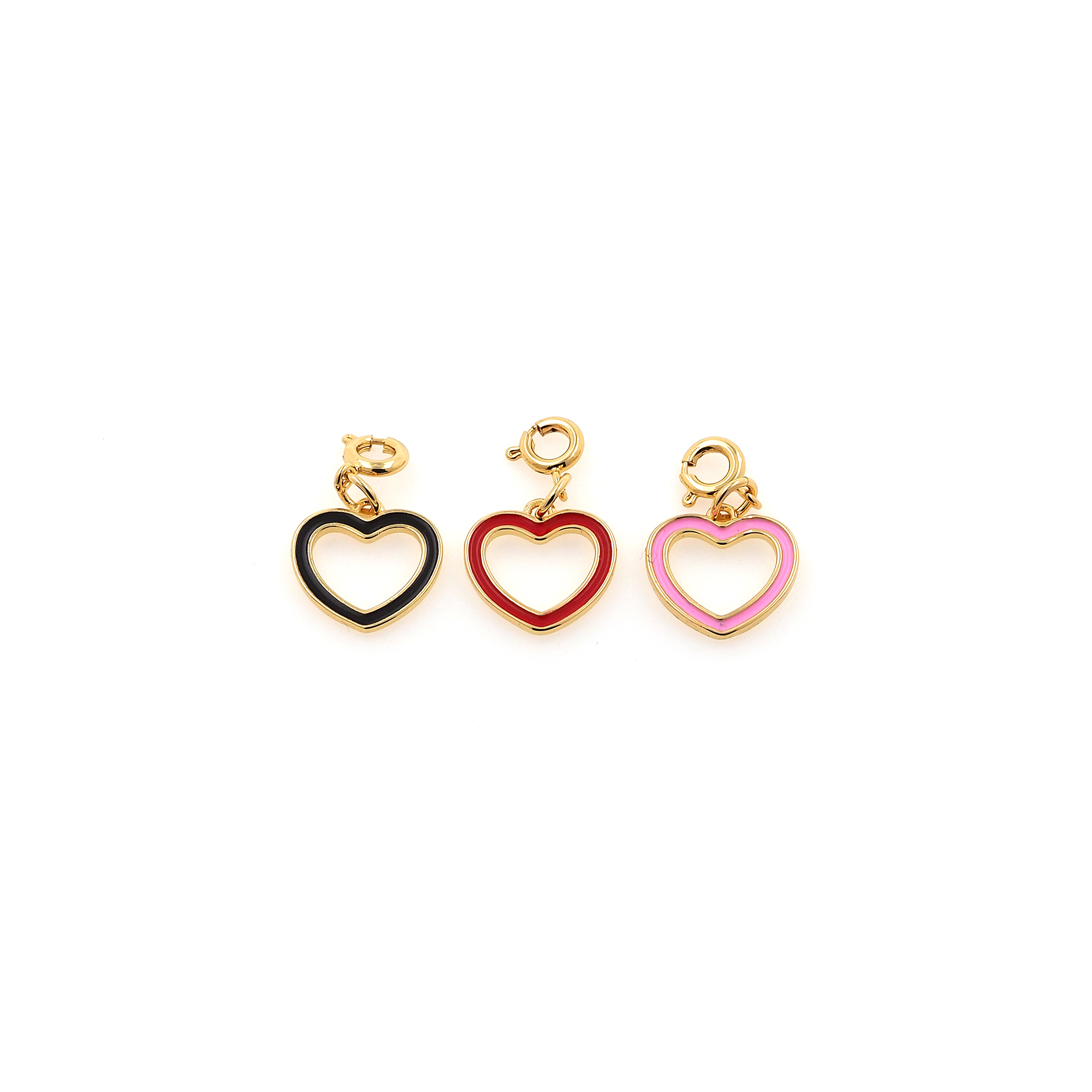 18K Gold Filled Heart Pendant,Enamel Heart Charm Earrings Necklace for DIY Jewelry Making Supply