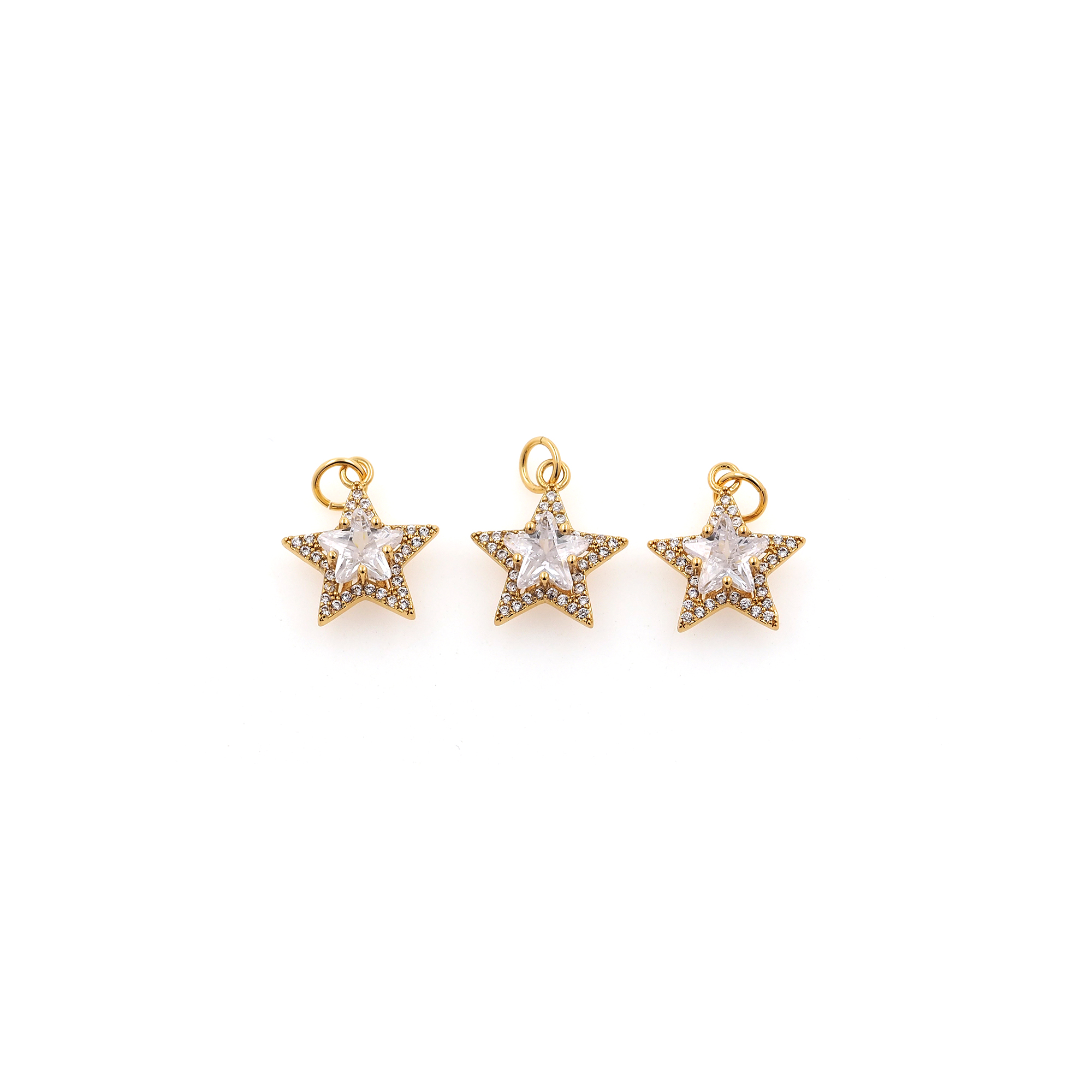 18K Gold Filled Star Pendant,CZ Micro Pave Celestial Charm Earrings Necklace for DIY Jewelry Making Supply