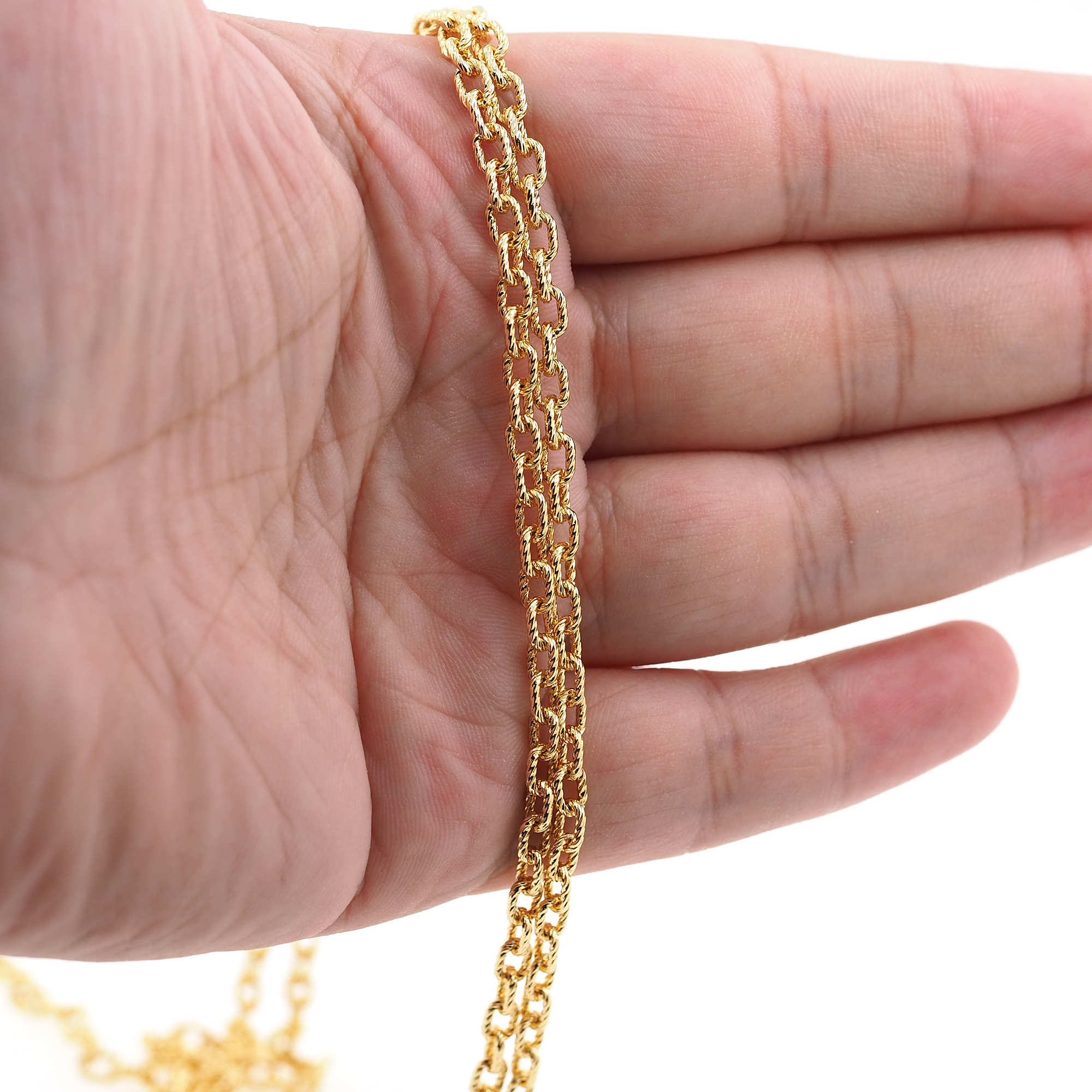 18K Gold Filled Cable Chain Necklace,Twist Oval Chain,Dainty Thin Link Chain,Gold Paper Clip Chain Necklace for Women DIY Jewelry Making Supply