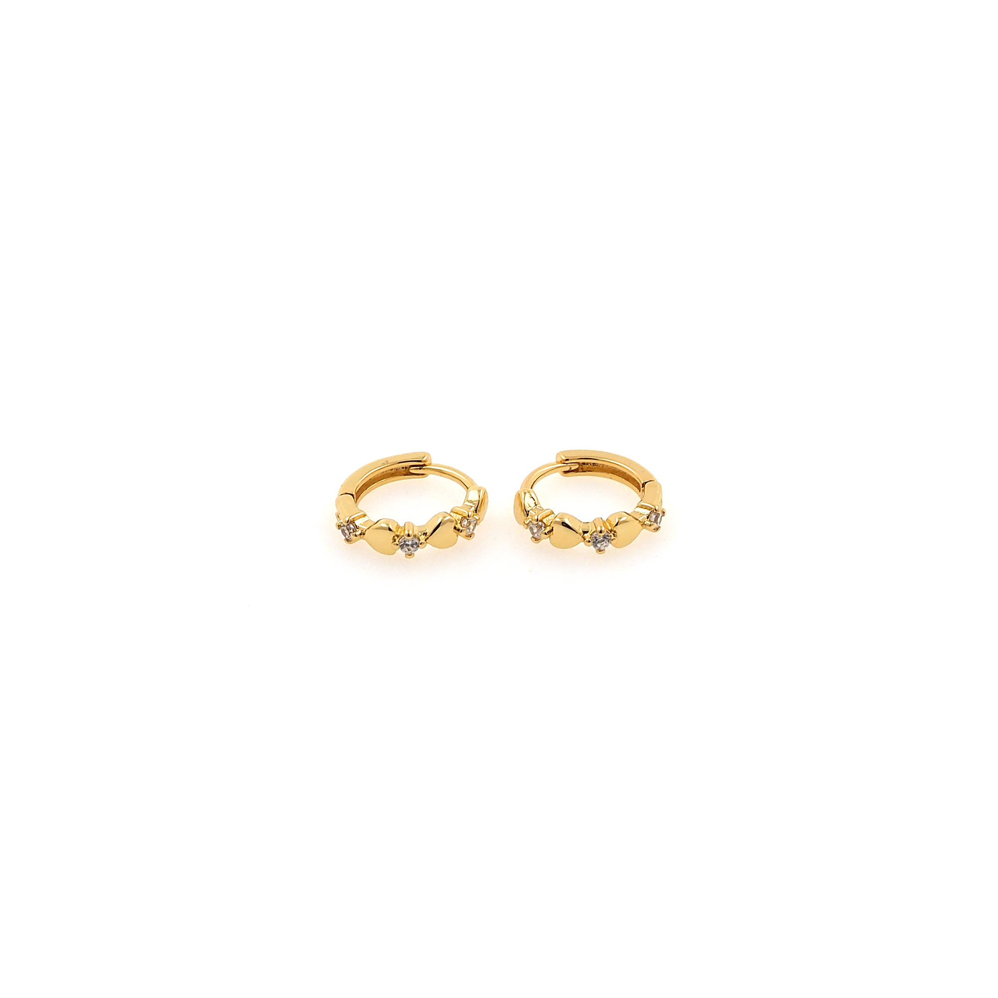18K Gold Filled Heart Hoop Earrings,Gold Thin Hoops,CZ Heart Hoops,Dainty Zirconia Earrings,Gold Hoops