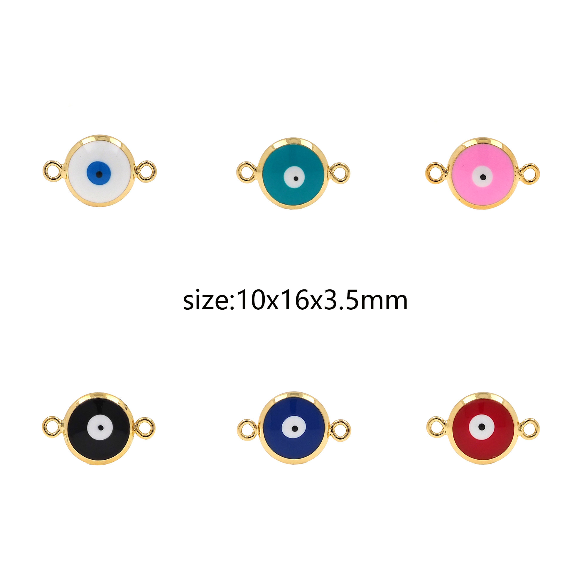 18K Gold Filled Evil Eye Connector,Enamel Amulet Charm Necklace Bracelet for DIY Jewelry Making Supply