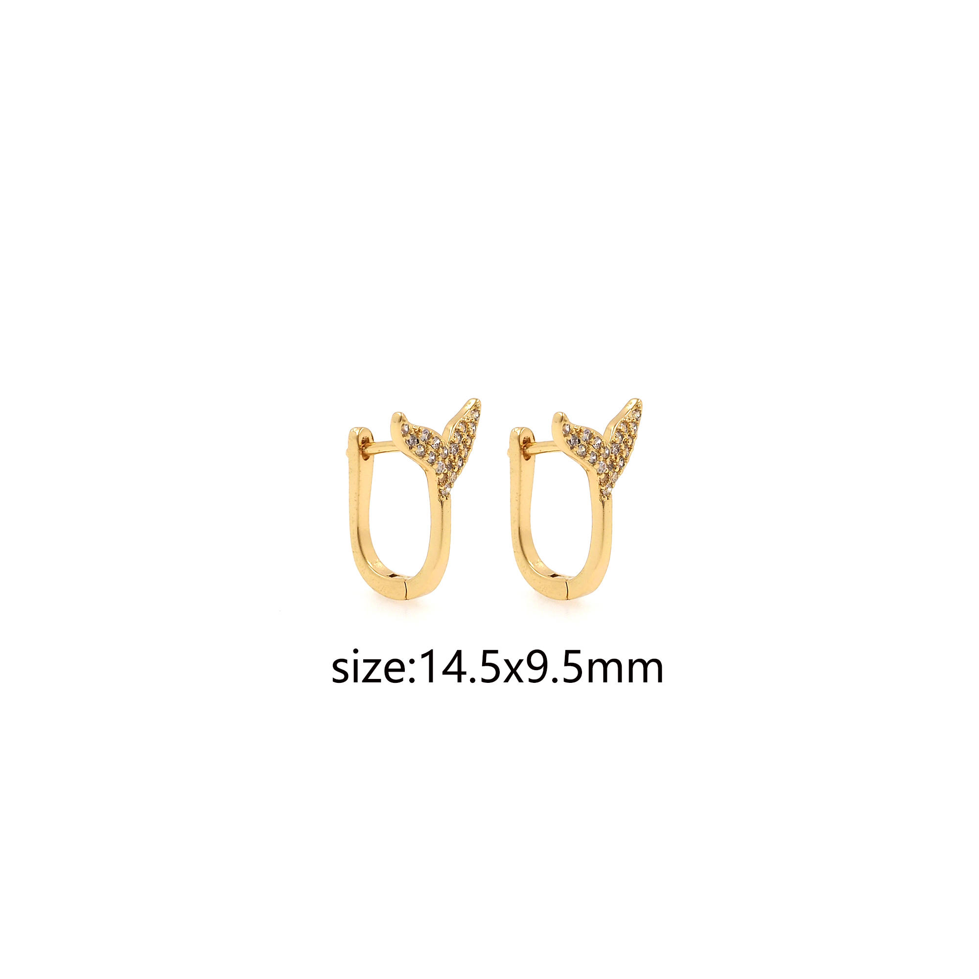 18K Gold Filled Whale Tail Earrings,CZ Micro Pave Whale Tail Hoops,Minimalist Earrings,Gold Hoops